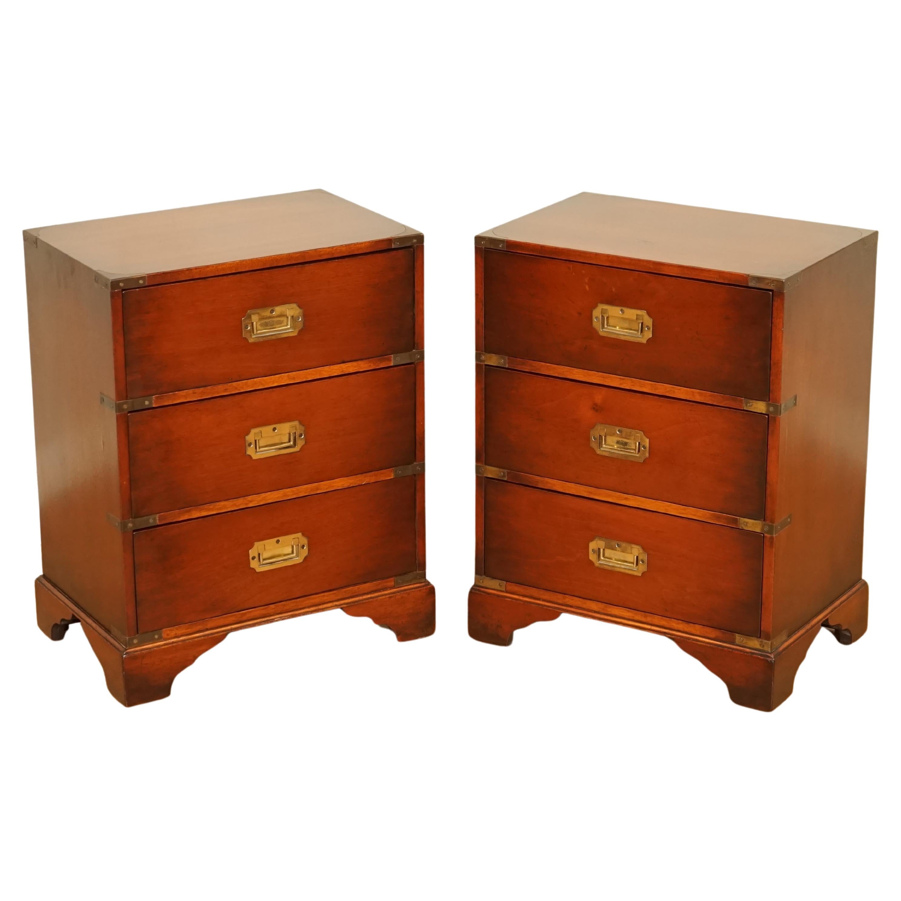 Stunning Pair of Vintage Military Campaign Bedside End Tables