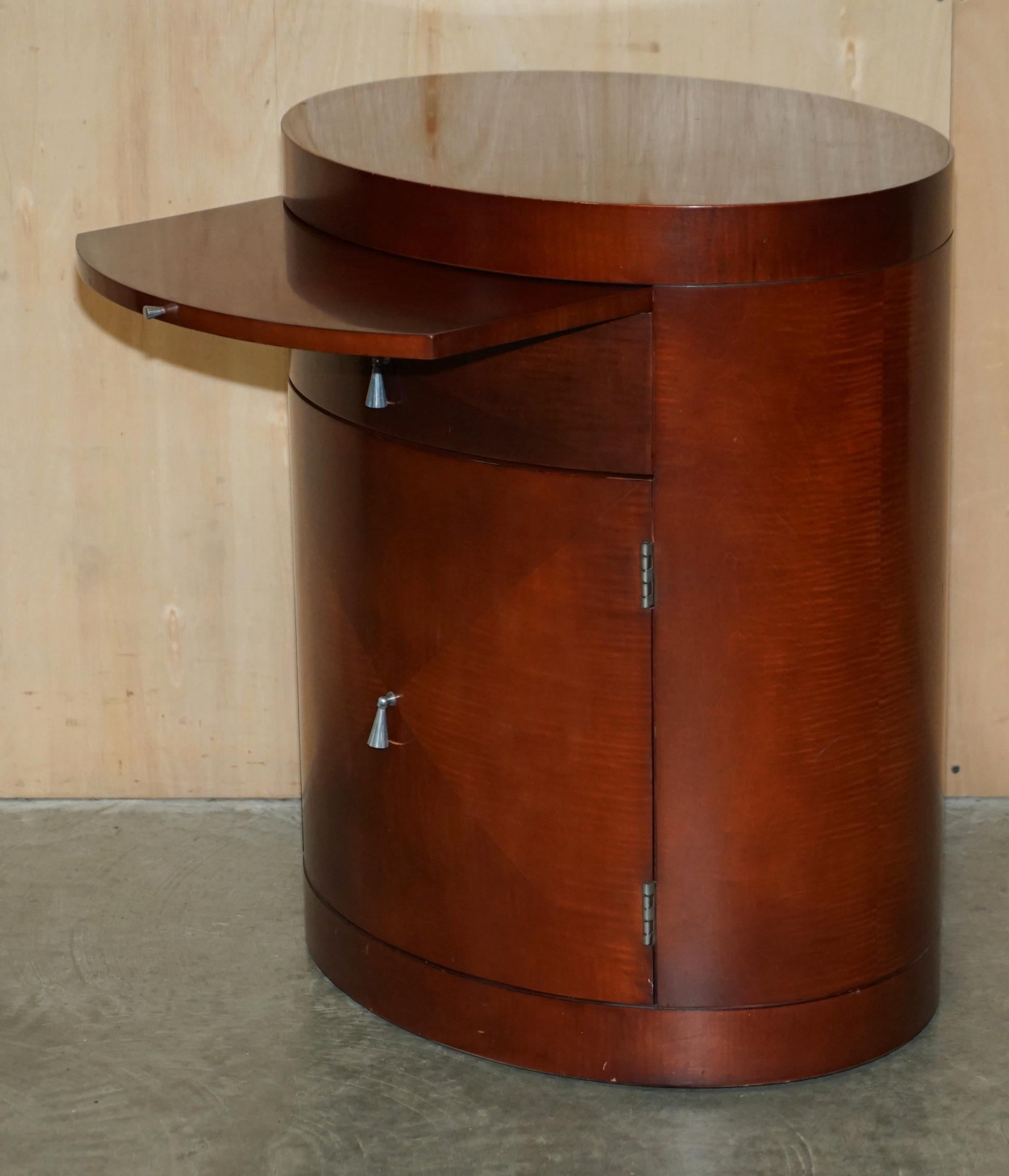 Stunning Pair of Vintage Oval Baker Furniture Hardwood Side End Table Cupbards 5