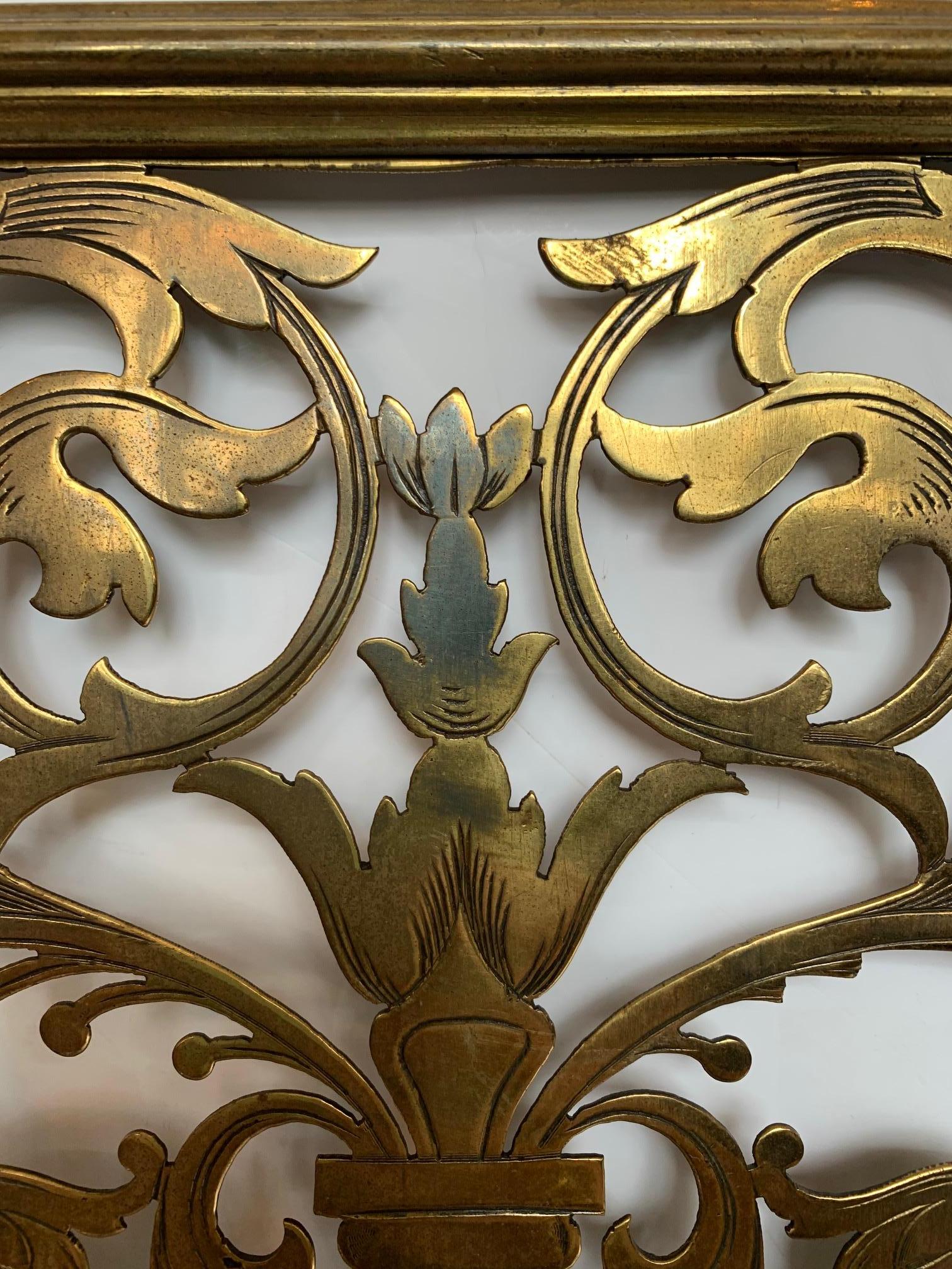 Stunning Pair of Vintage Pierced and Etched Brass Panels In Good Condition For Sale In Hopewell, NJ