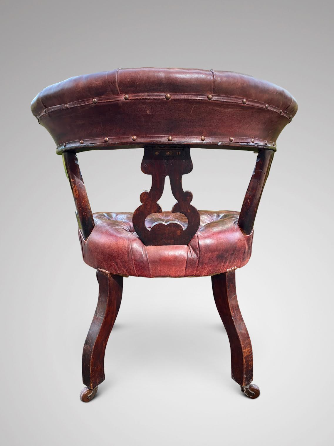 19th Century Stunning Pair of William iv Period Leather and Mahogany Library Armchairs