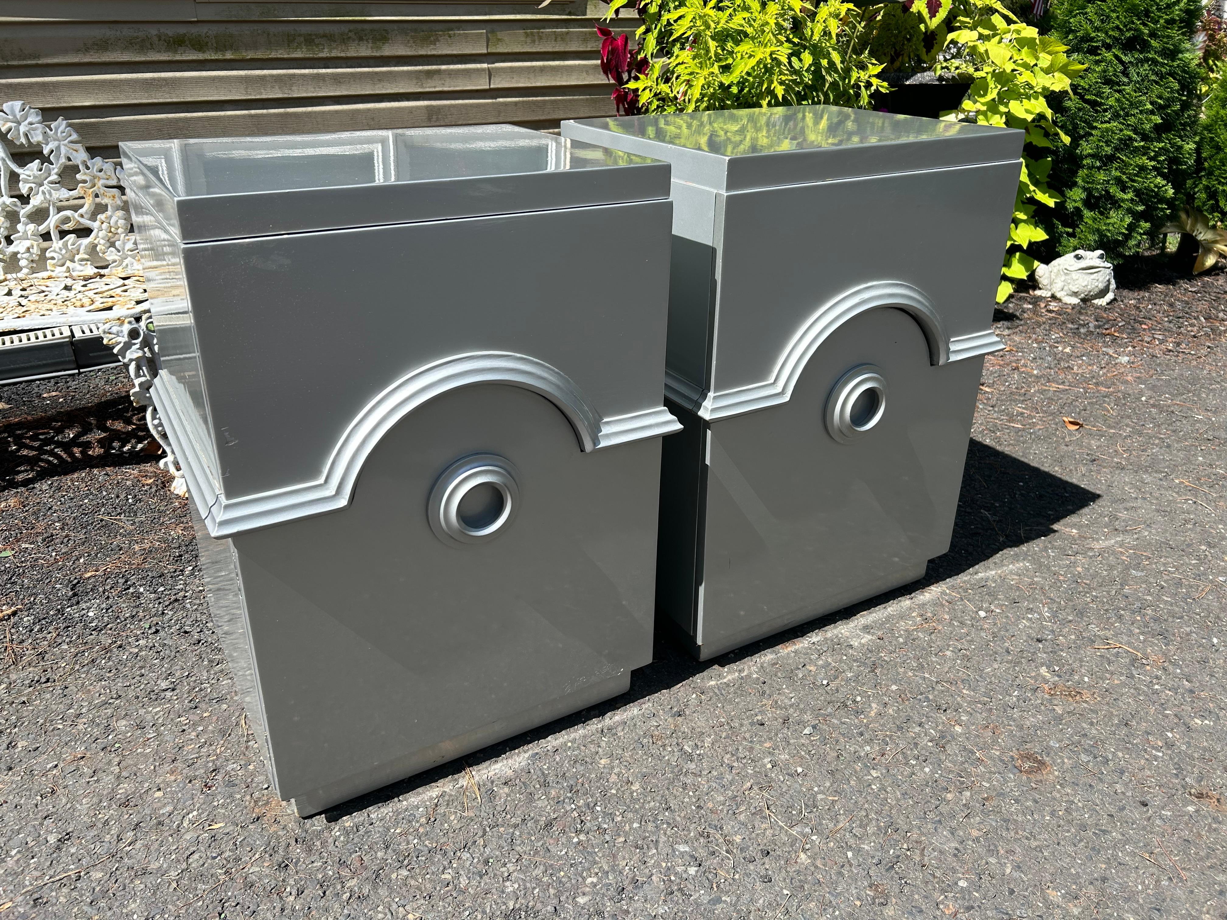 Stunning Pair Signed James Mont Silvered Night Stands Mid-Century Modern For Sale 10