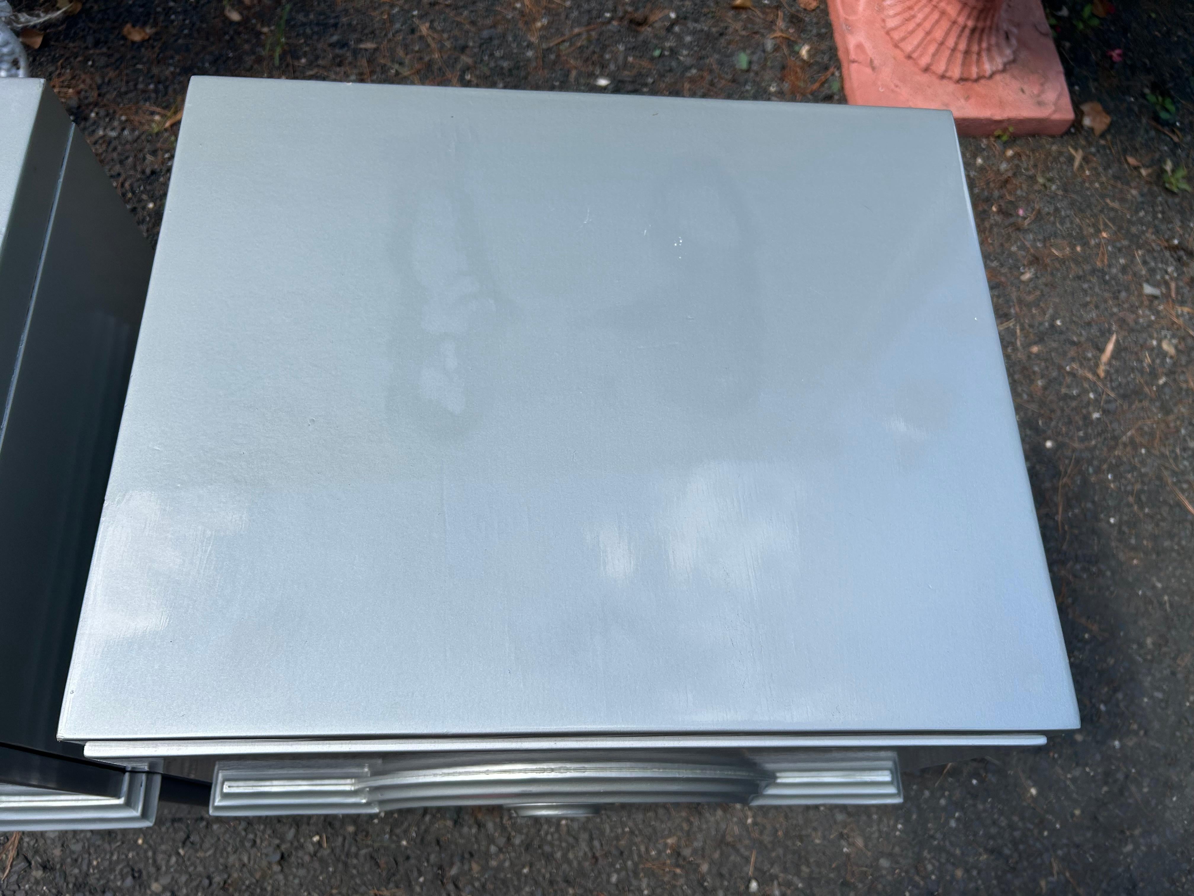 American Stunning Pair Signed James Mont Silvered Night Stands Mid-Century Modern For Sale