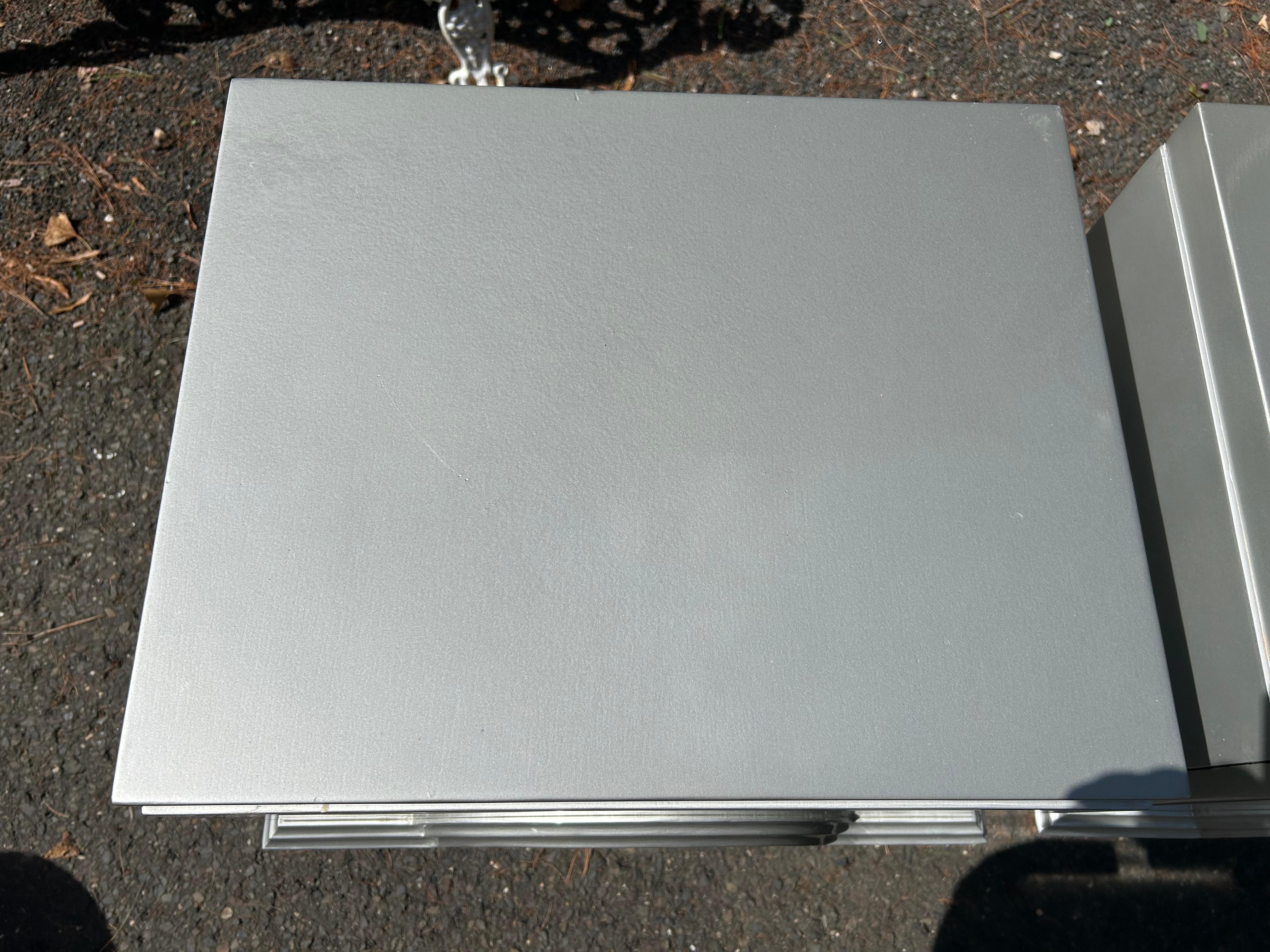 Lacquered Stunning Pair Signed James Mont Silvered Night Stands Mid-Century Modern For Sale