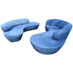 Stunning Pair Vladimir Kagan Serpentine Directional Cloud Sofas Mid-Century