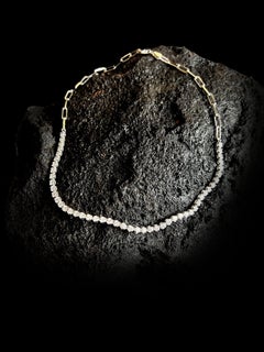 Minimalistische Tennis-Halskette aus 14 Karat Gelbgold mit runden Diamanten