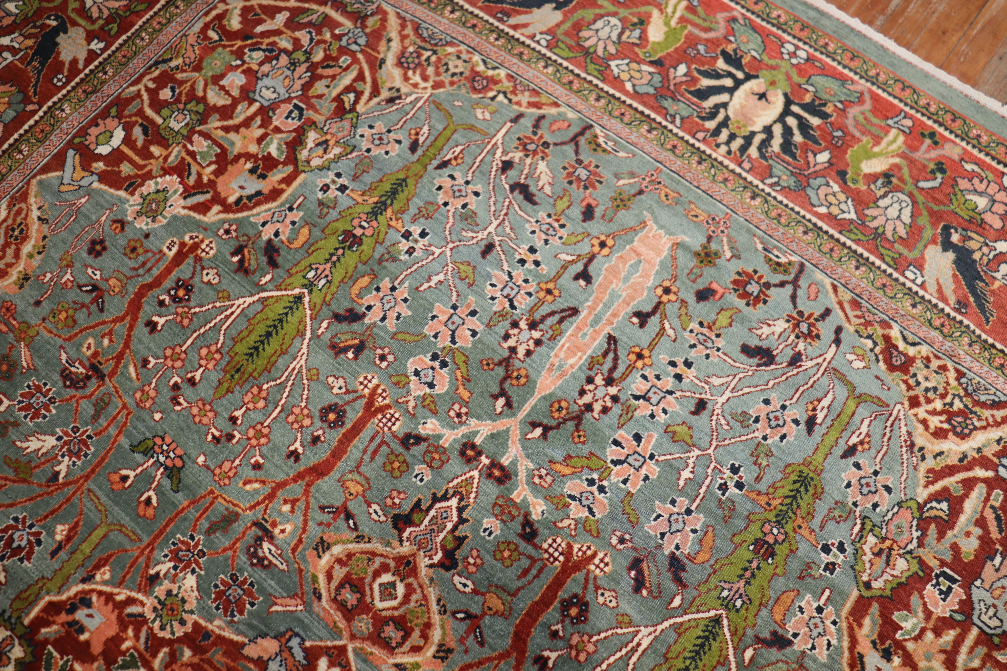 Stunning Paradise Motif Persian Ferehan Carpet  4