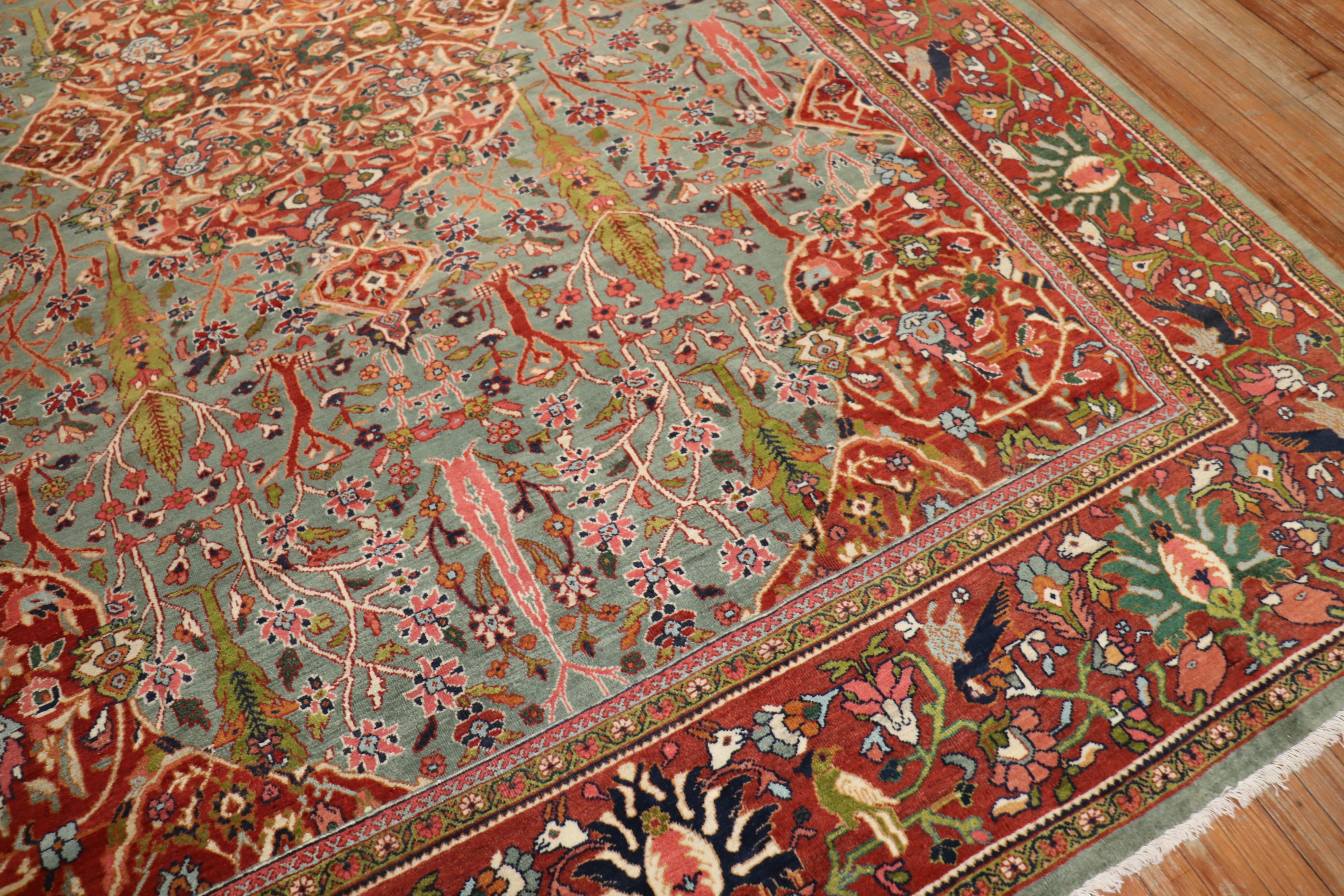 Stunning Paradise Motif Persian Ferehan Carpet  5