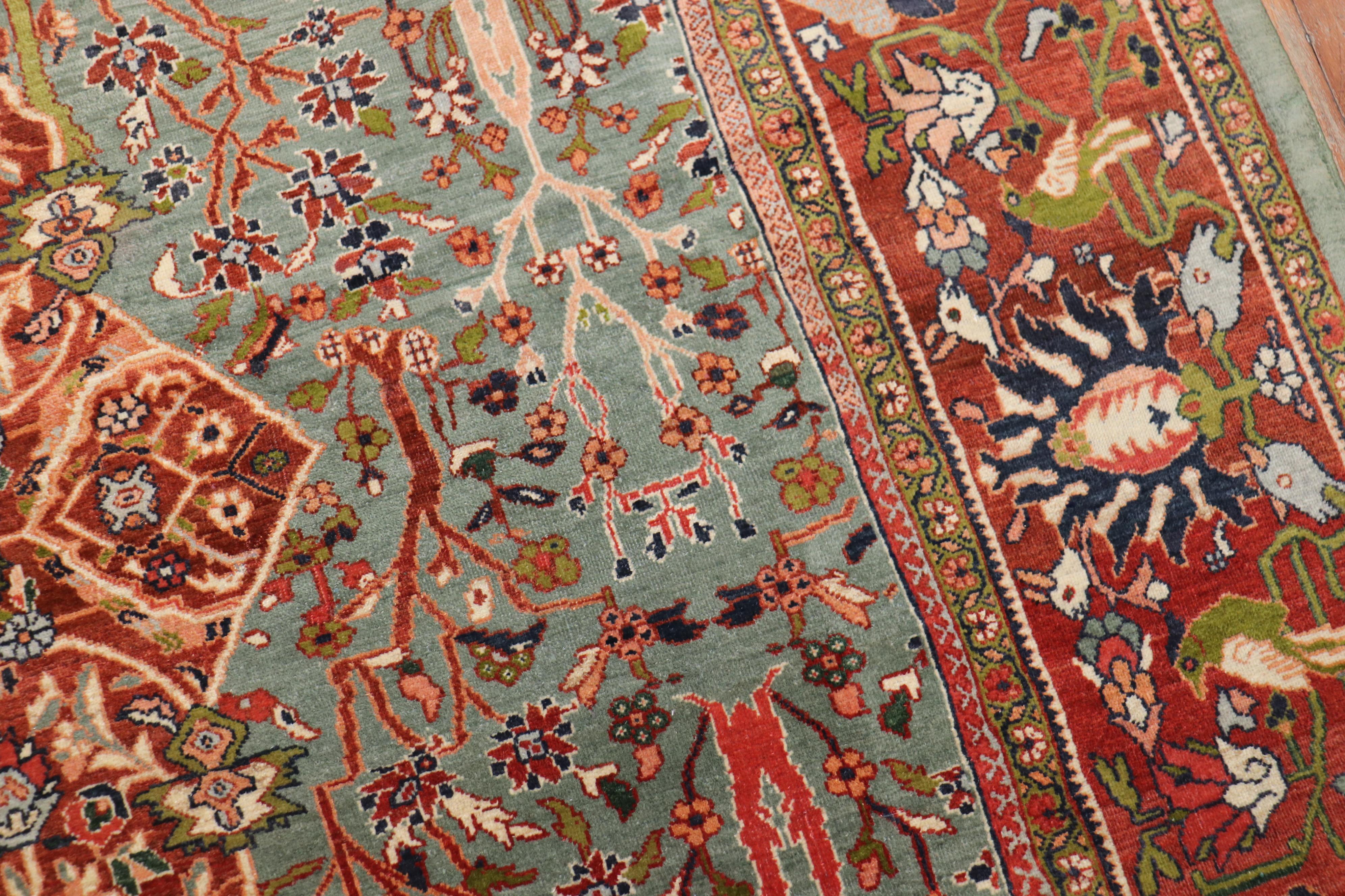 Stunning Paradise Motif Persian Ferehan Carpet  8