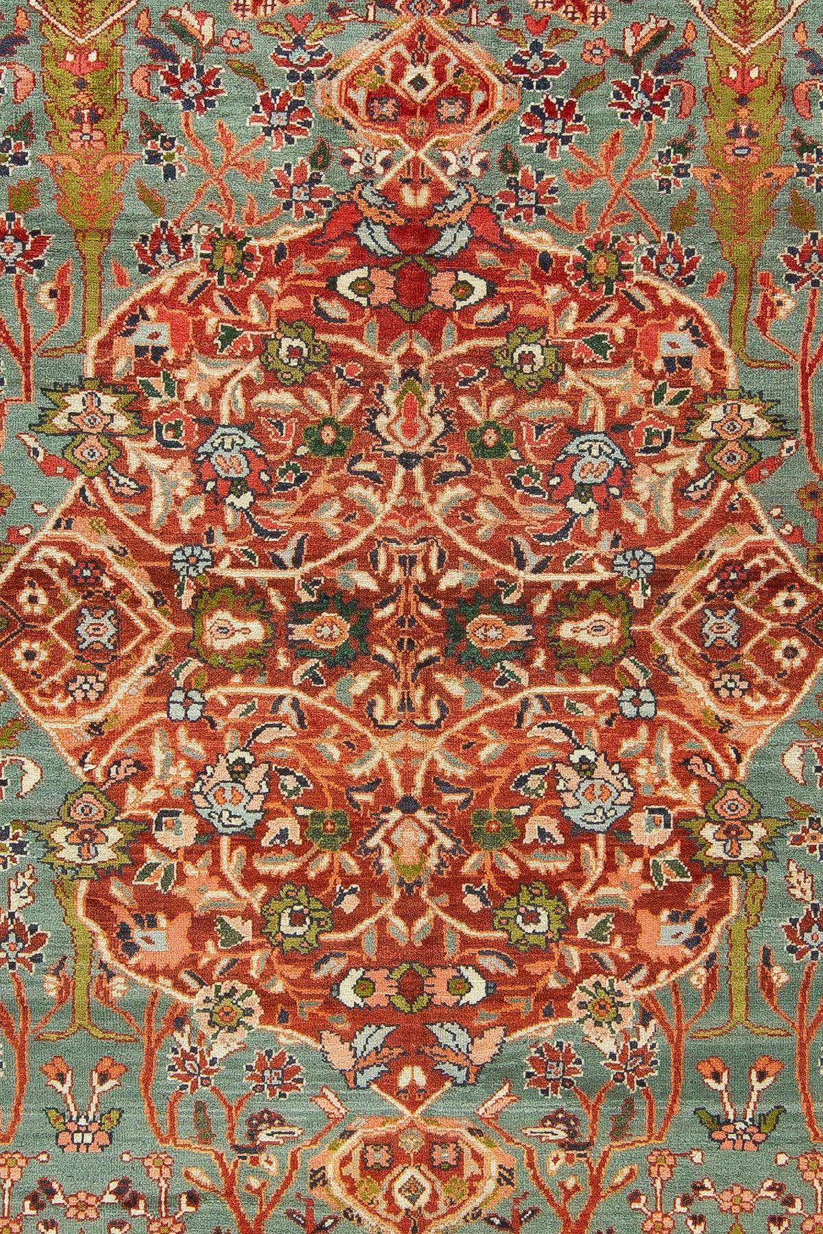 British Colonial Stunning Paradise Motif Persian Ferehan Carpet 