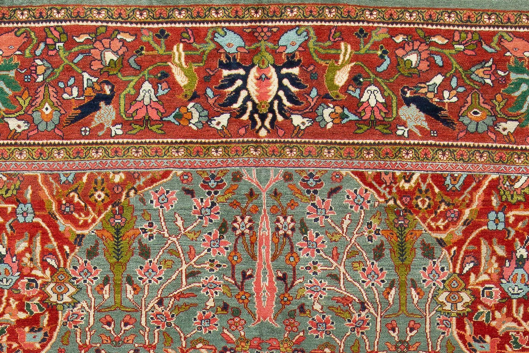 Hand-Woven Stunning Paradise Motif Persian Ferehan Carpet 