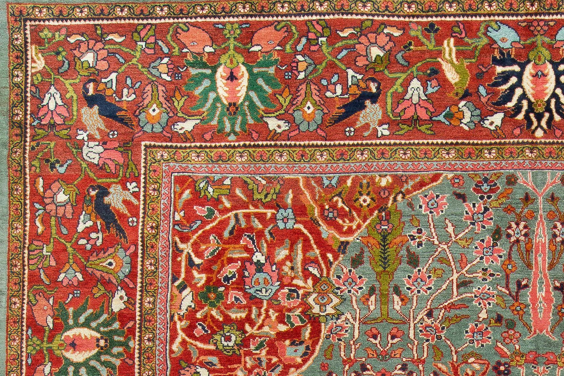 Stunning Paradise Motif Persian Ferehan Carpet  In Good Condition In New York, NY