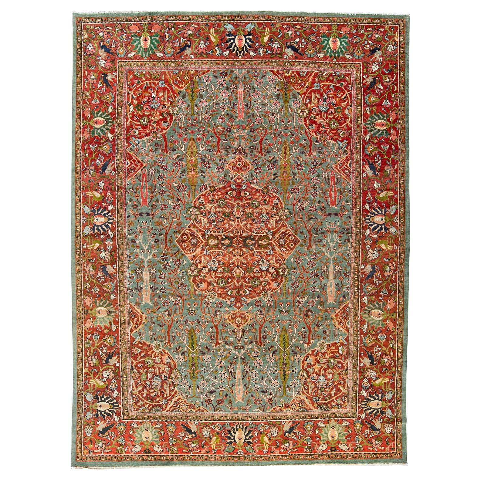 Stunning Paradise Motif Persian Ferehan Carpet 