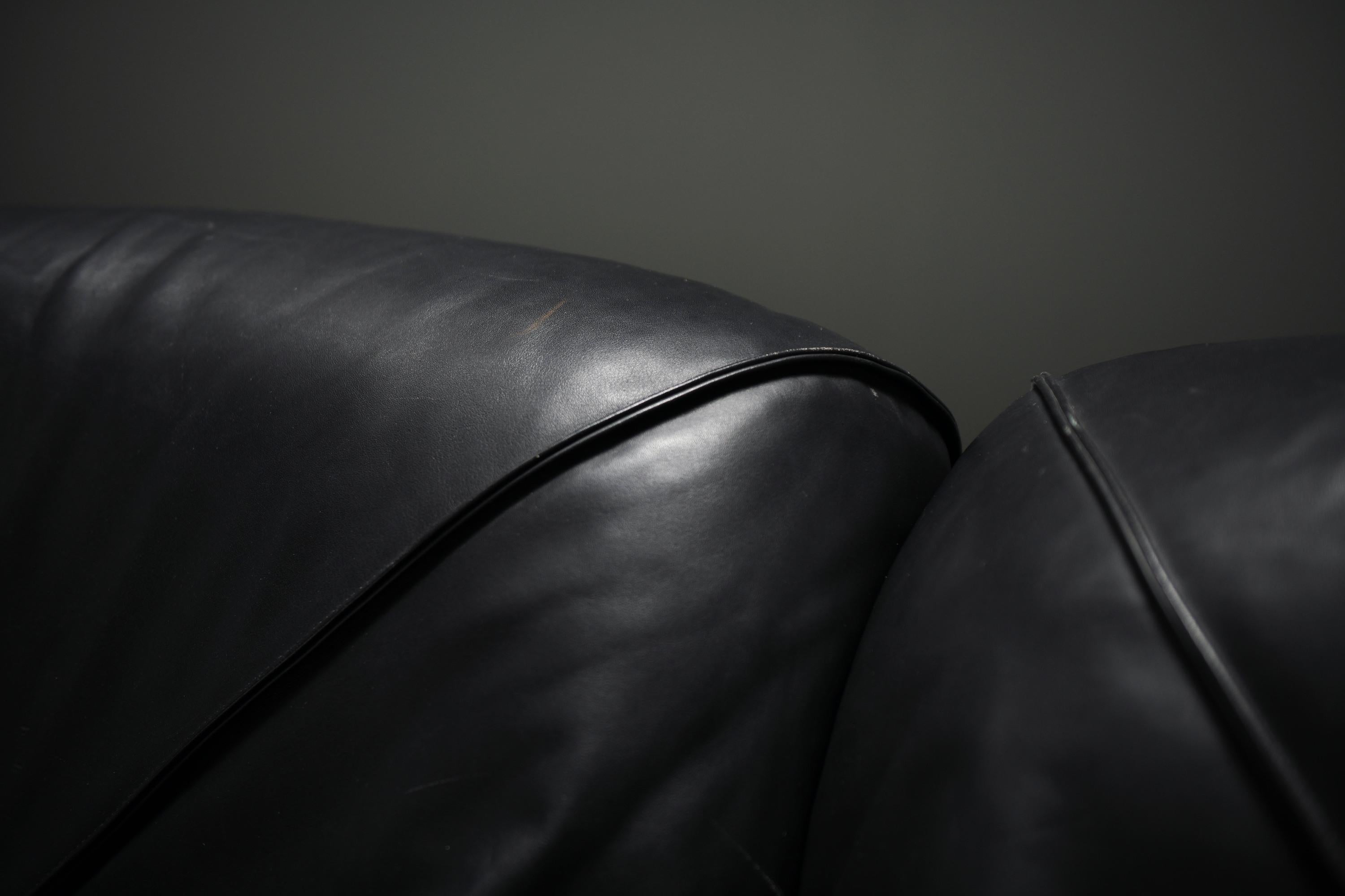 Atemberaubendes modulares Patate-Sofa aus schwarzem Original-Leder in Schwarz für Airborne – Frankreich im Angebot 3