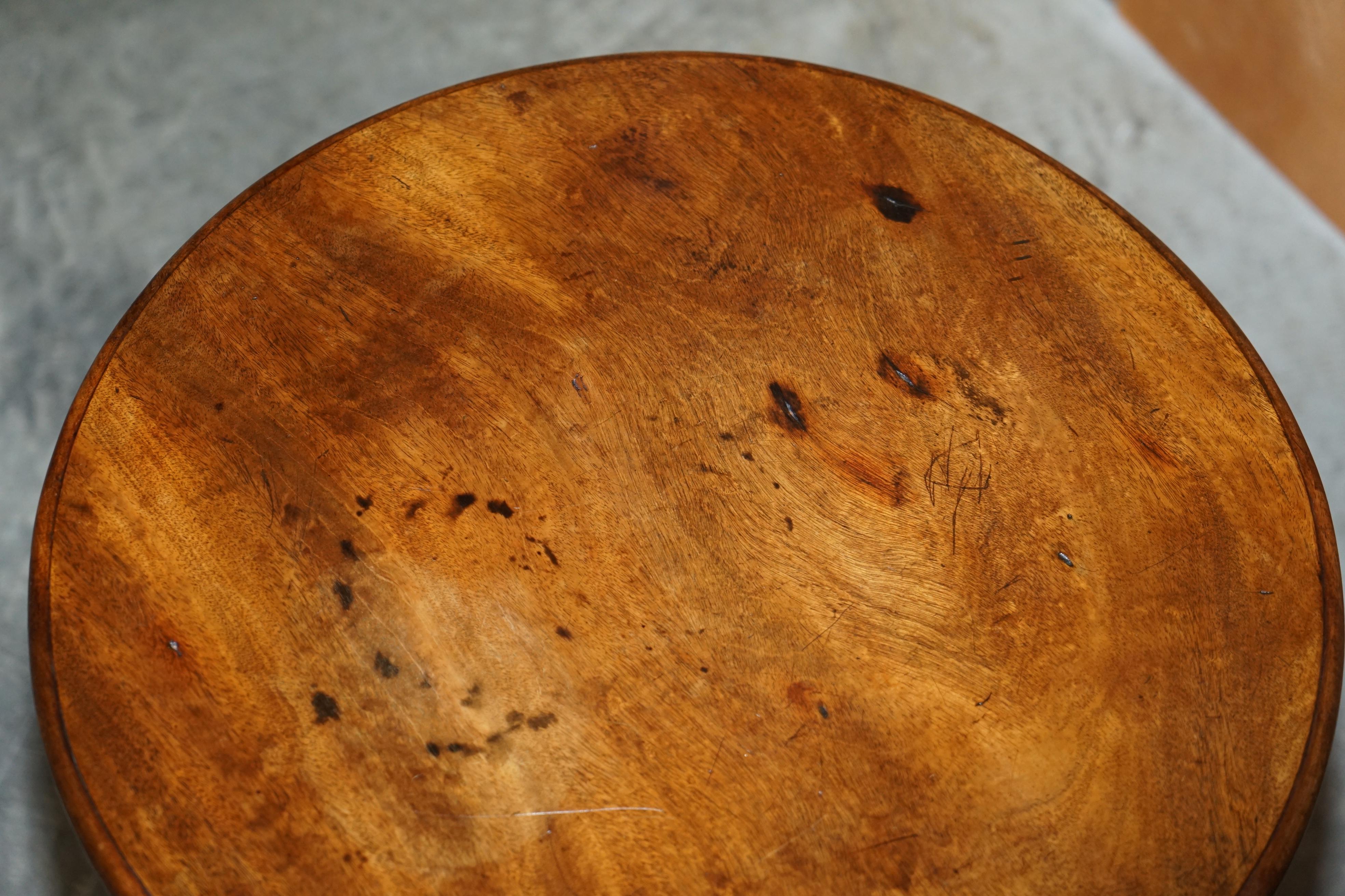 Stunning Patina Antique William IV circa 1830 Hardwood Tilt Top Occasional Table For Sale 4