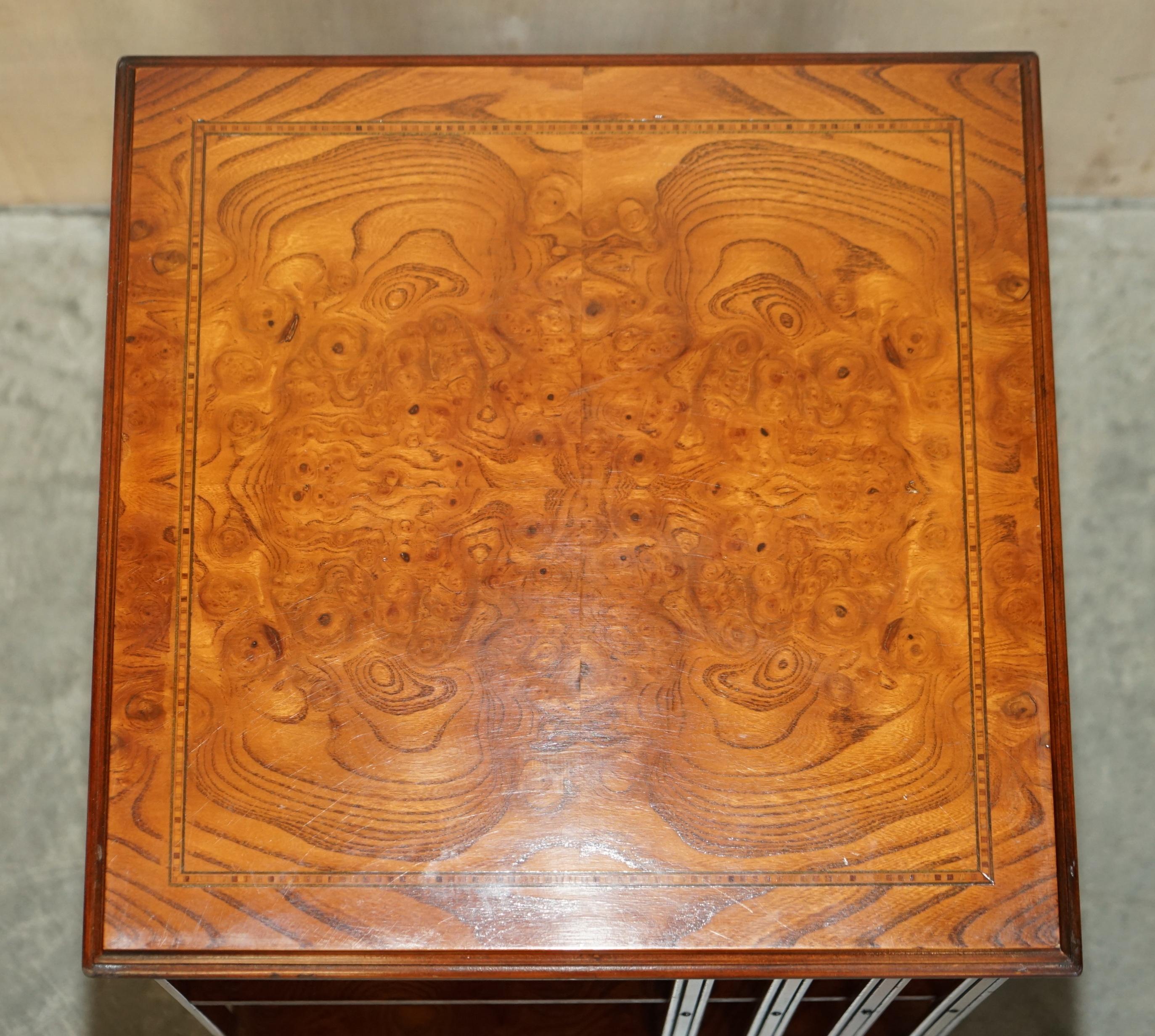 Stunning Patina Burr Elm Revolving Bookcase Side End Lamp Library Table 4