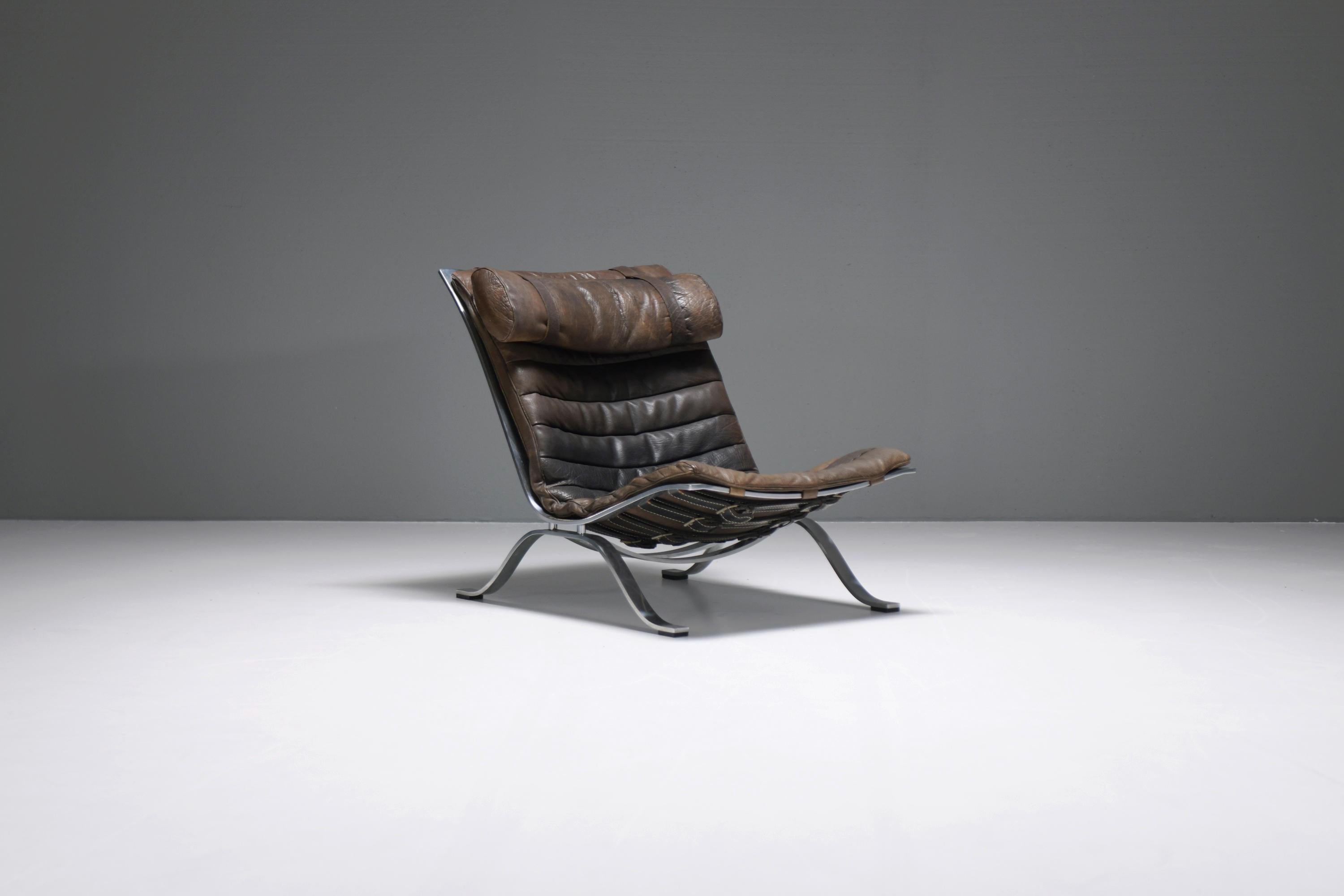 tunning leather on this ARI lounge chair.  What a patina!! 
Designed by Are Norell for Möbel AB.

The 'Ari' became award winning in the beginning of the seventies when it was ascribed the 