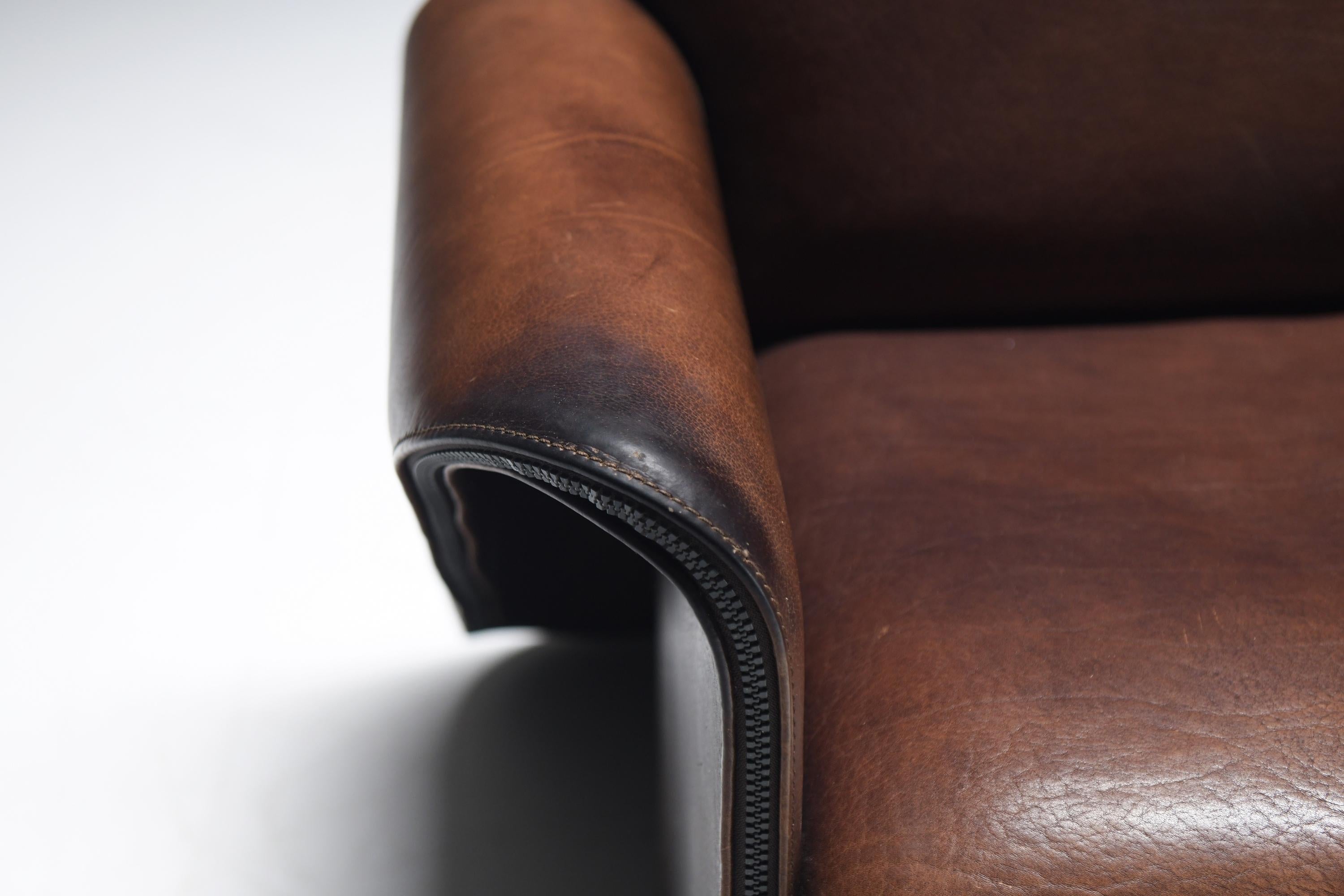 Stunning patinated DS 125 leather sofa  by Gerd Lange for De Sede Swiss 1