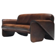 Stunning patinated DS 125 leather sofa  by Gerd Lange for De Sede Swiss