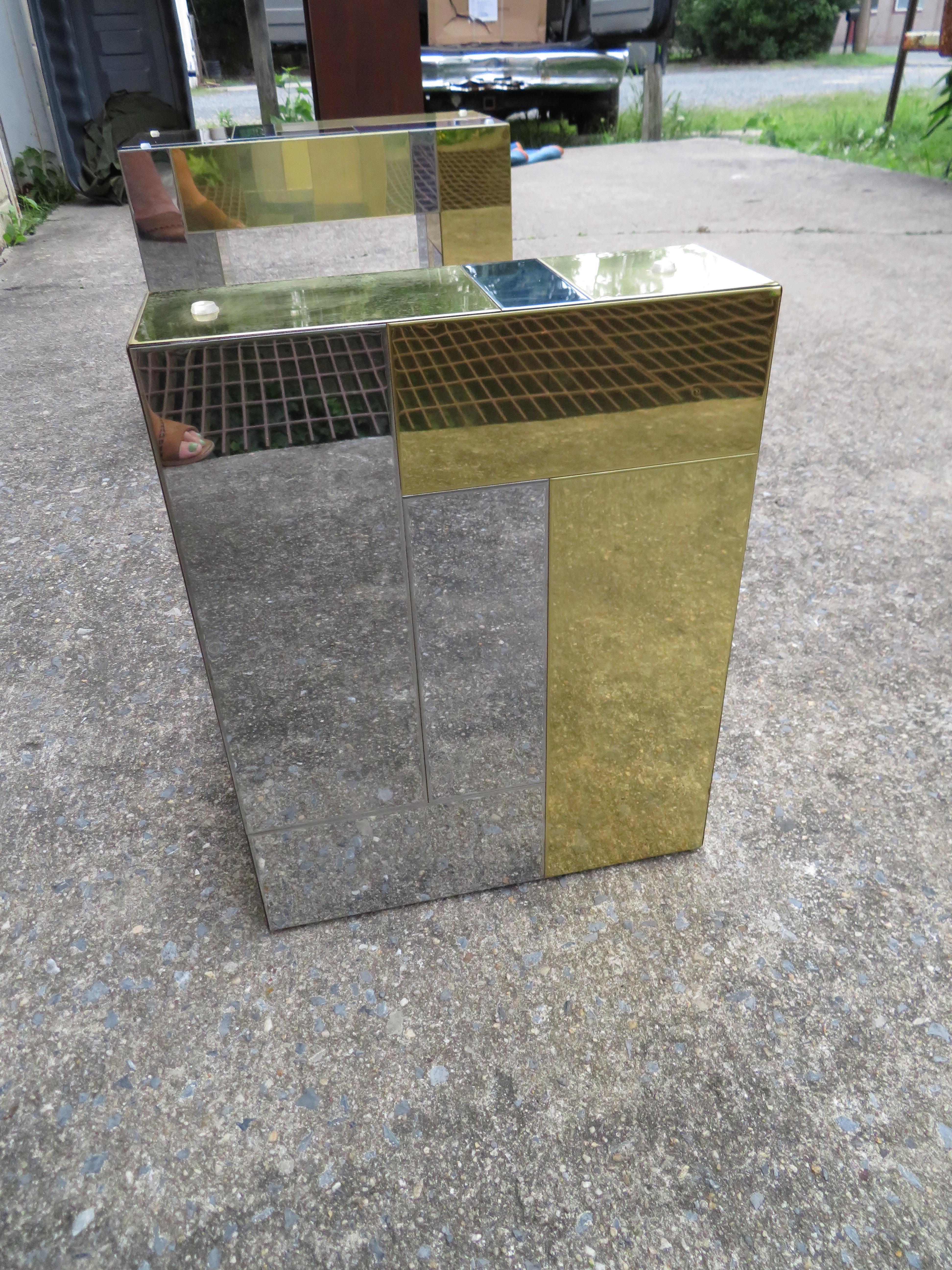 Stunning Paul Evans Cityscape Brass Chrome Patchwork Coffee Table Directional For Sale 7