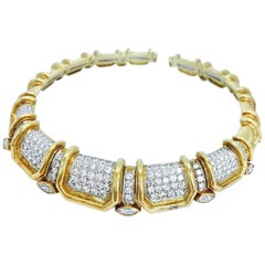 Stunning Pave Diamond Bold Gold Choker Necklace