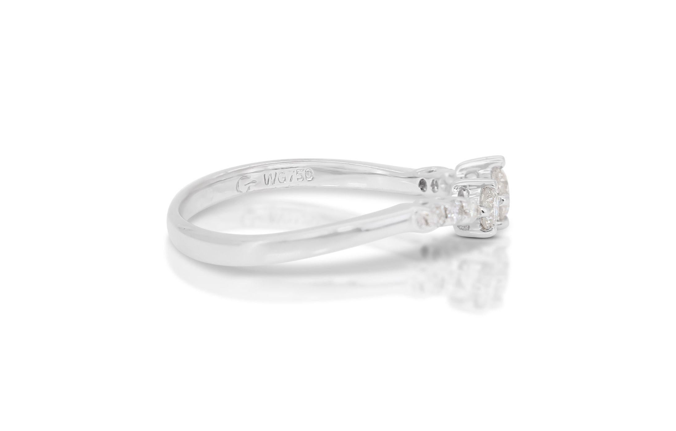 Stunning Pave Ring with Round Brilliant Natural Diamonds in 18K White Gold For Sale 2