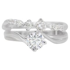 Stunning Pave Ring with Round Brilliant Natural Diamonds in 18K White Gold