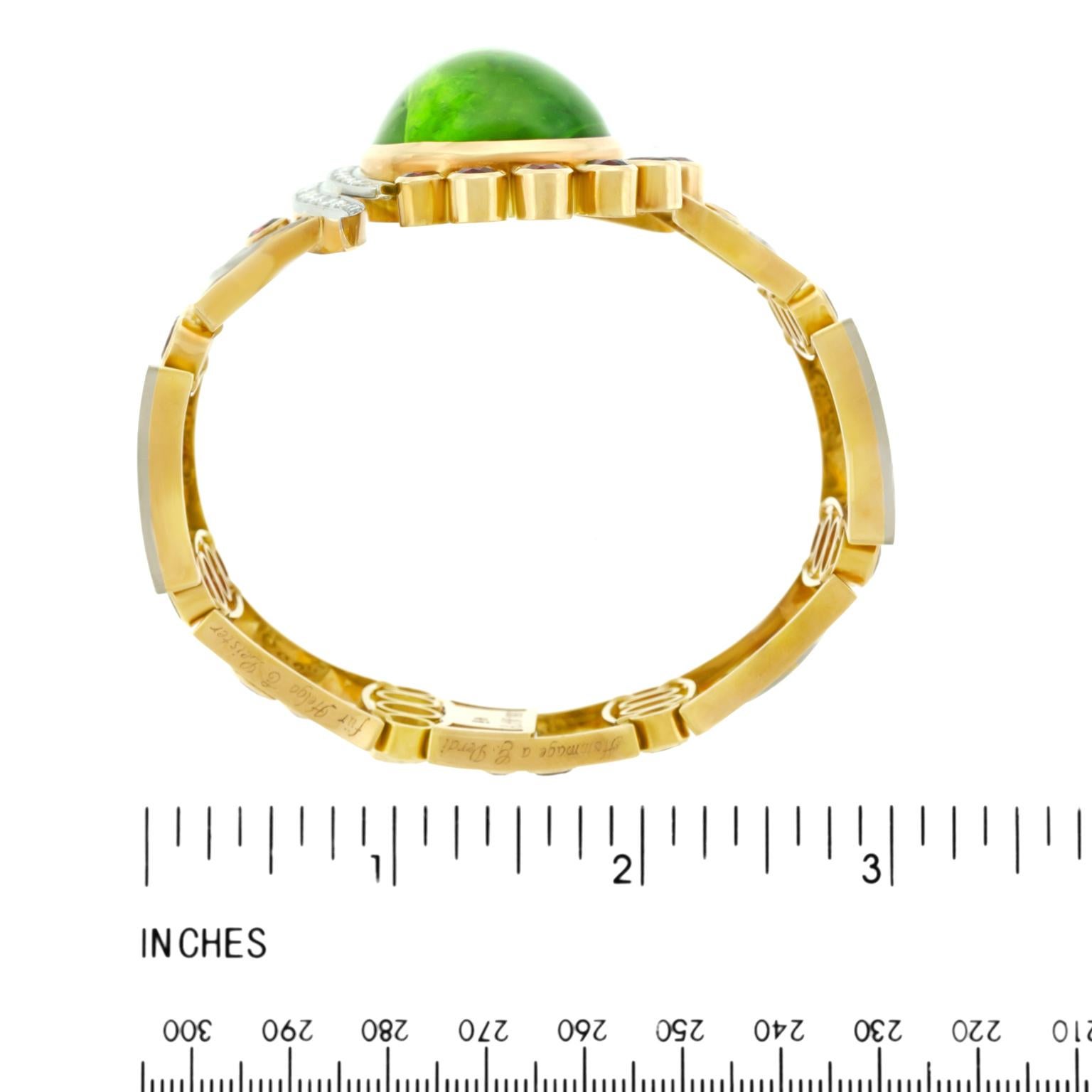 Stunning Peridot Garnet and Diamond-set Gold Bracelet 2