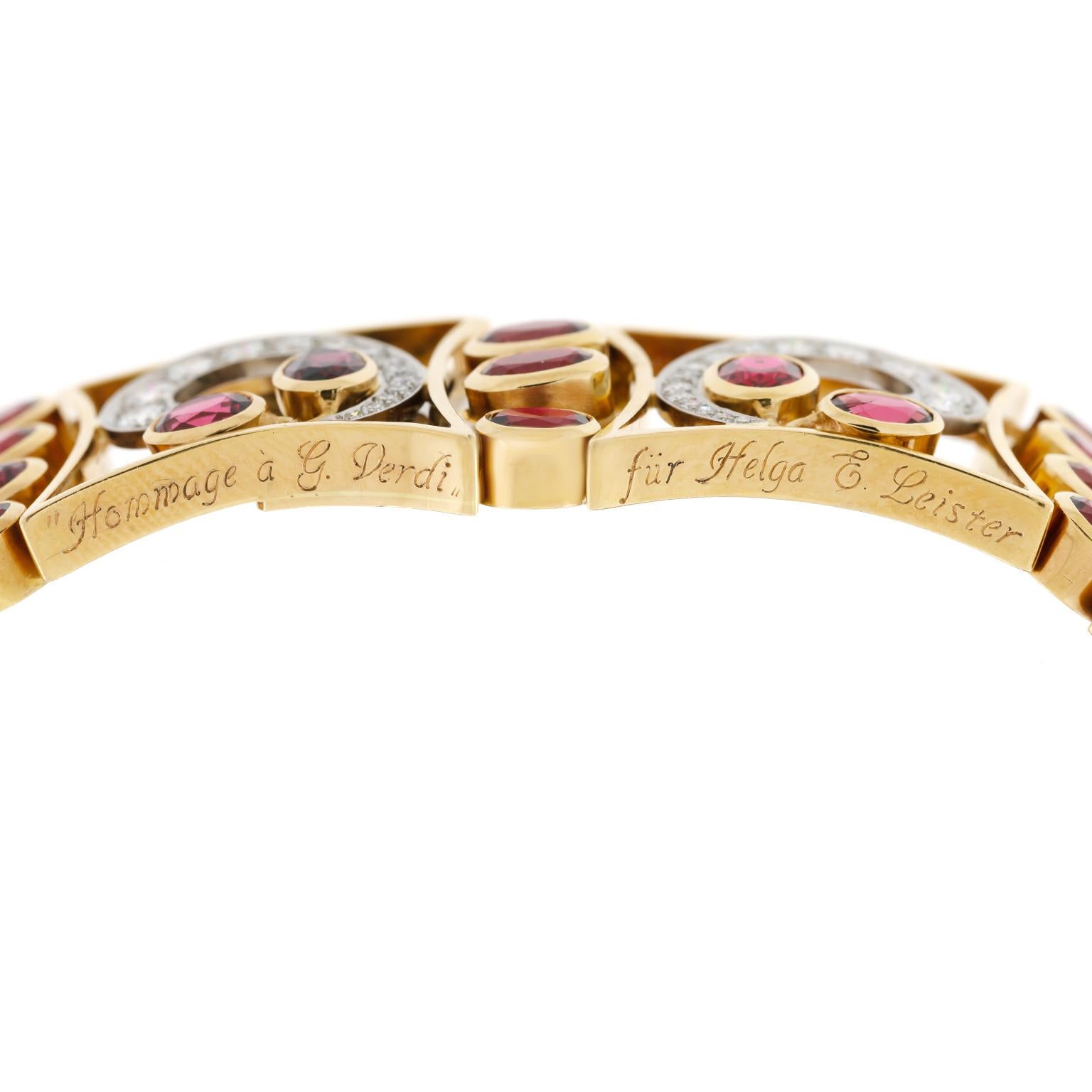 Stunning Peridot Garnet and Diamond-set Gold Bracelet 4