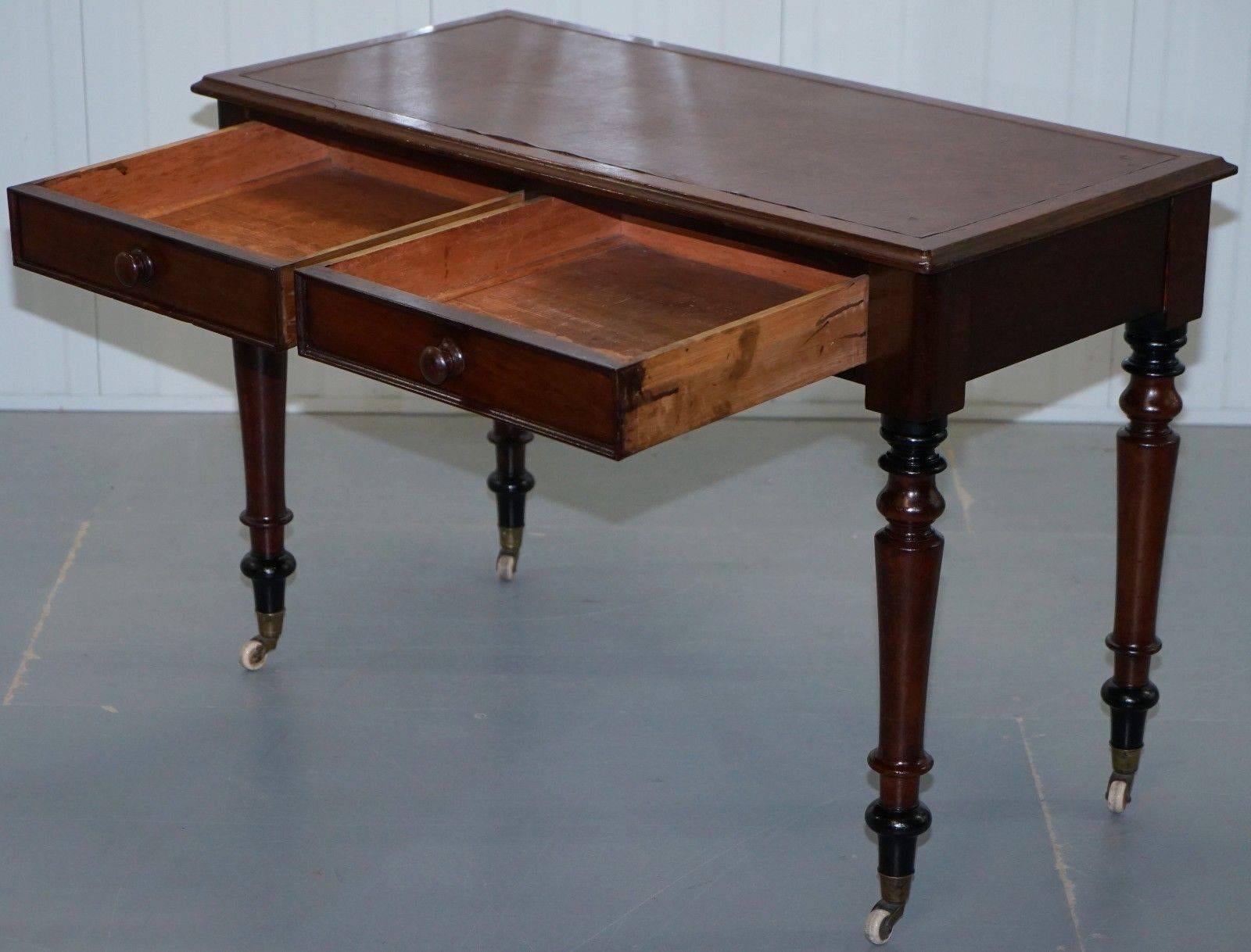 Stunning Period Victorian Mahogany Writing Desk 1860 Lovely Function Piece 3
