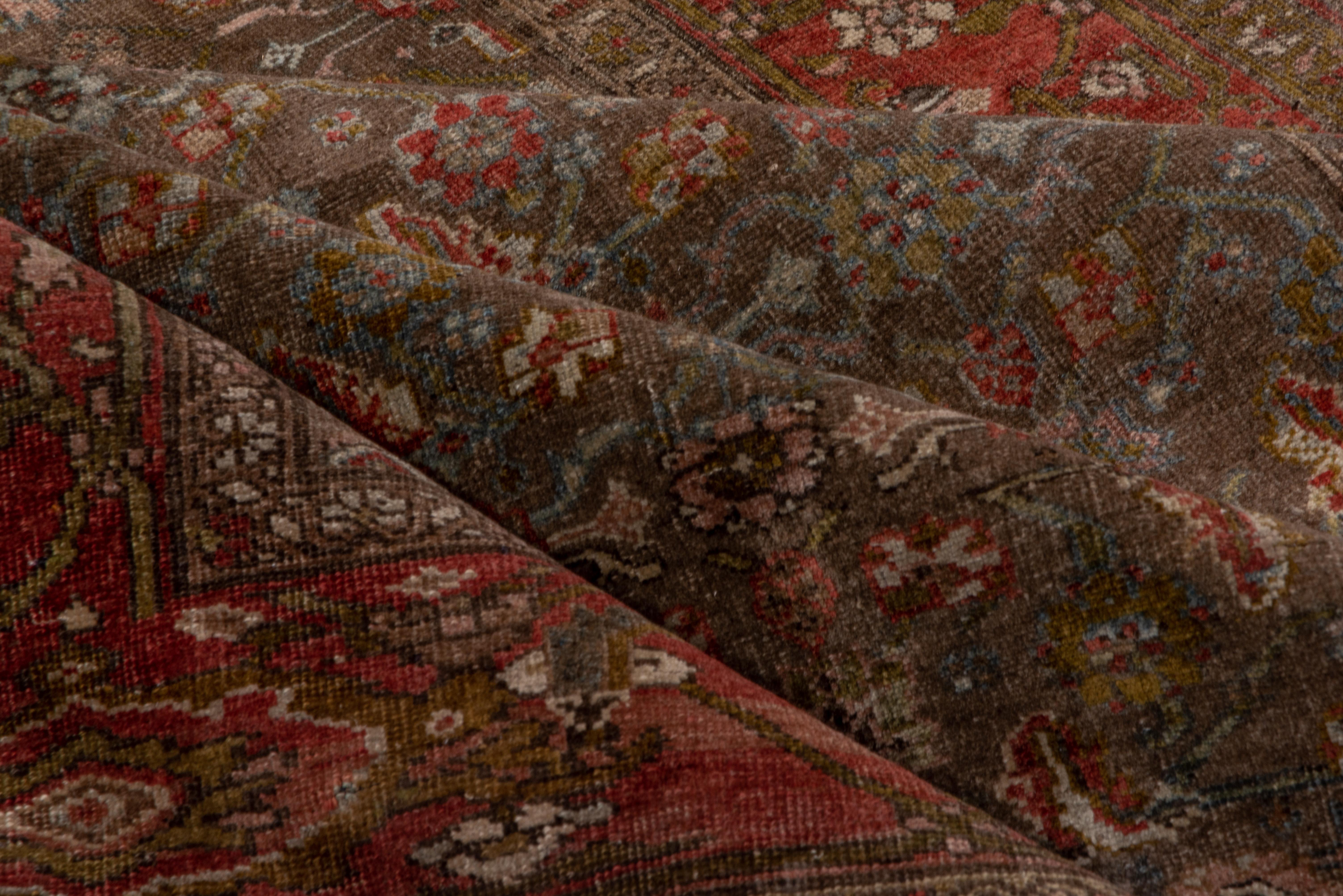 Early 20th Century Stunning Persian Bidjar Runner, Brown Field, Red Border, Excellent Condition For Sale