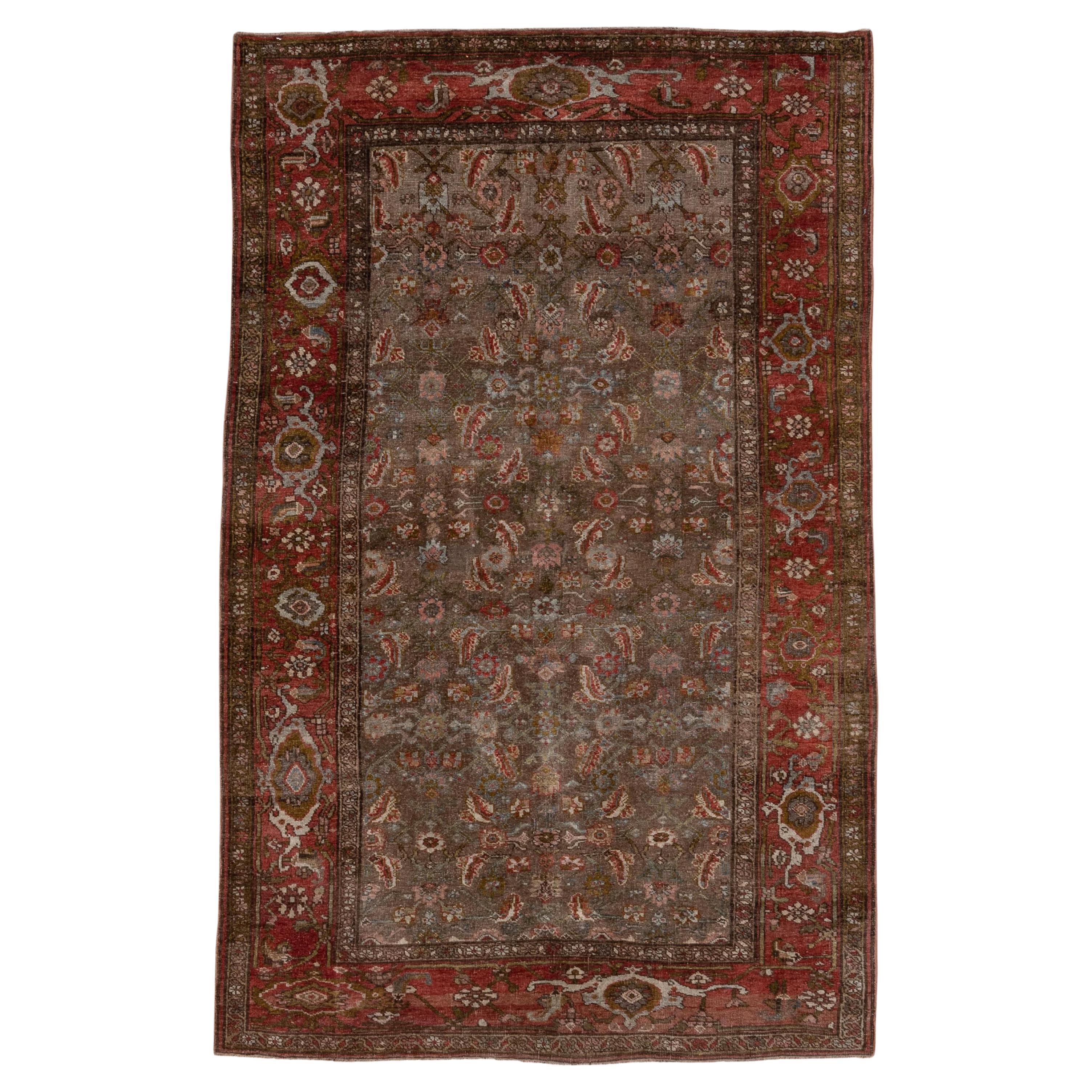 Stunning Persian Bidjar Runner, Brown Field, Red Border, Excellent Condition