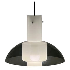 Stunning Perspex Chandelier in Smoky Gray and Ivory White - 70s Hanging Light