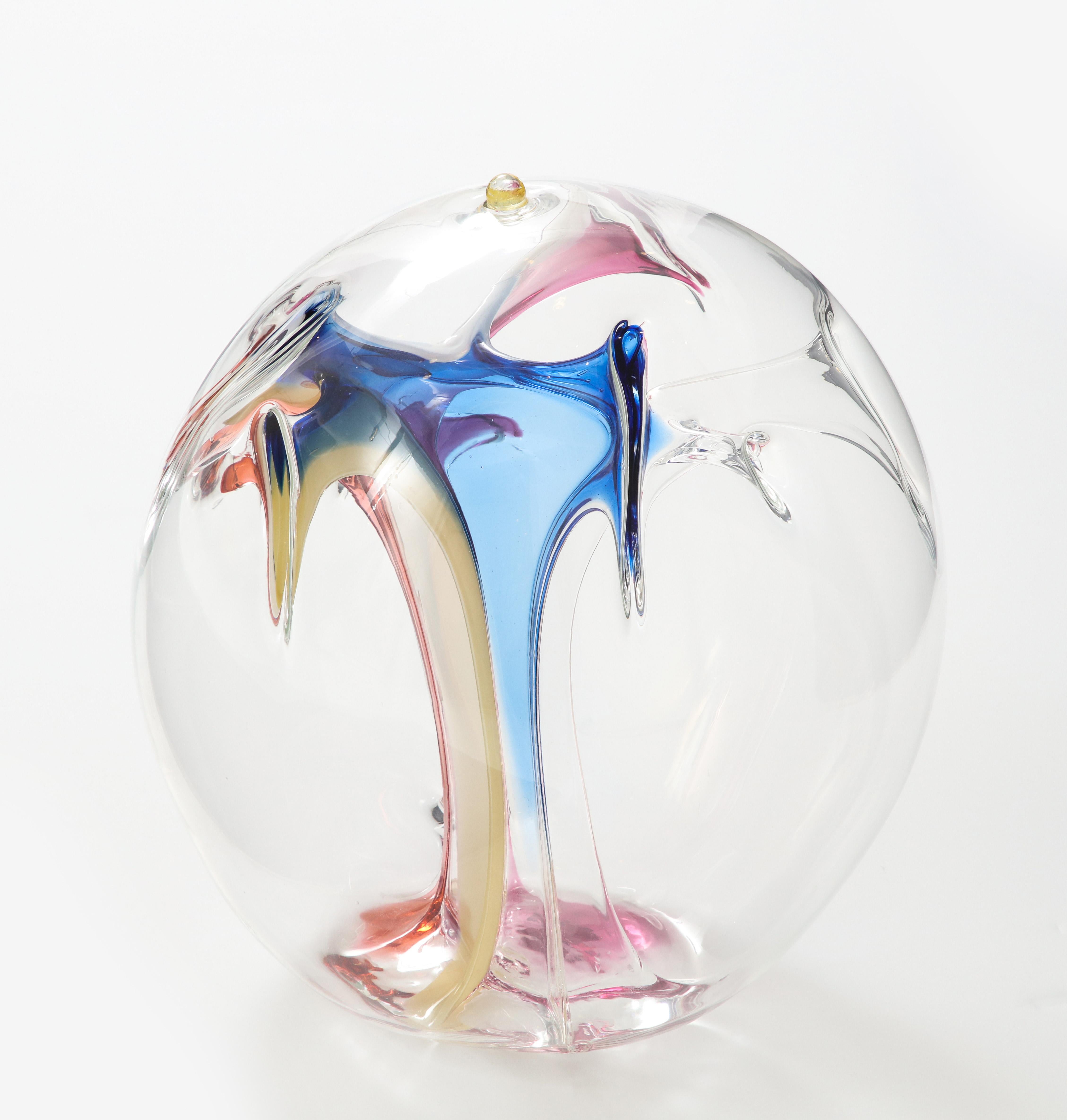 Moderne Superbe sculpture d'orbe en verre de Peter Bramhall en vente