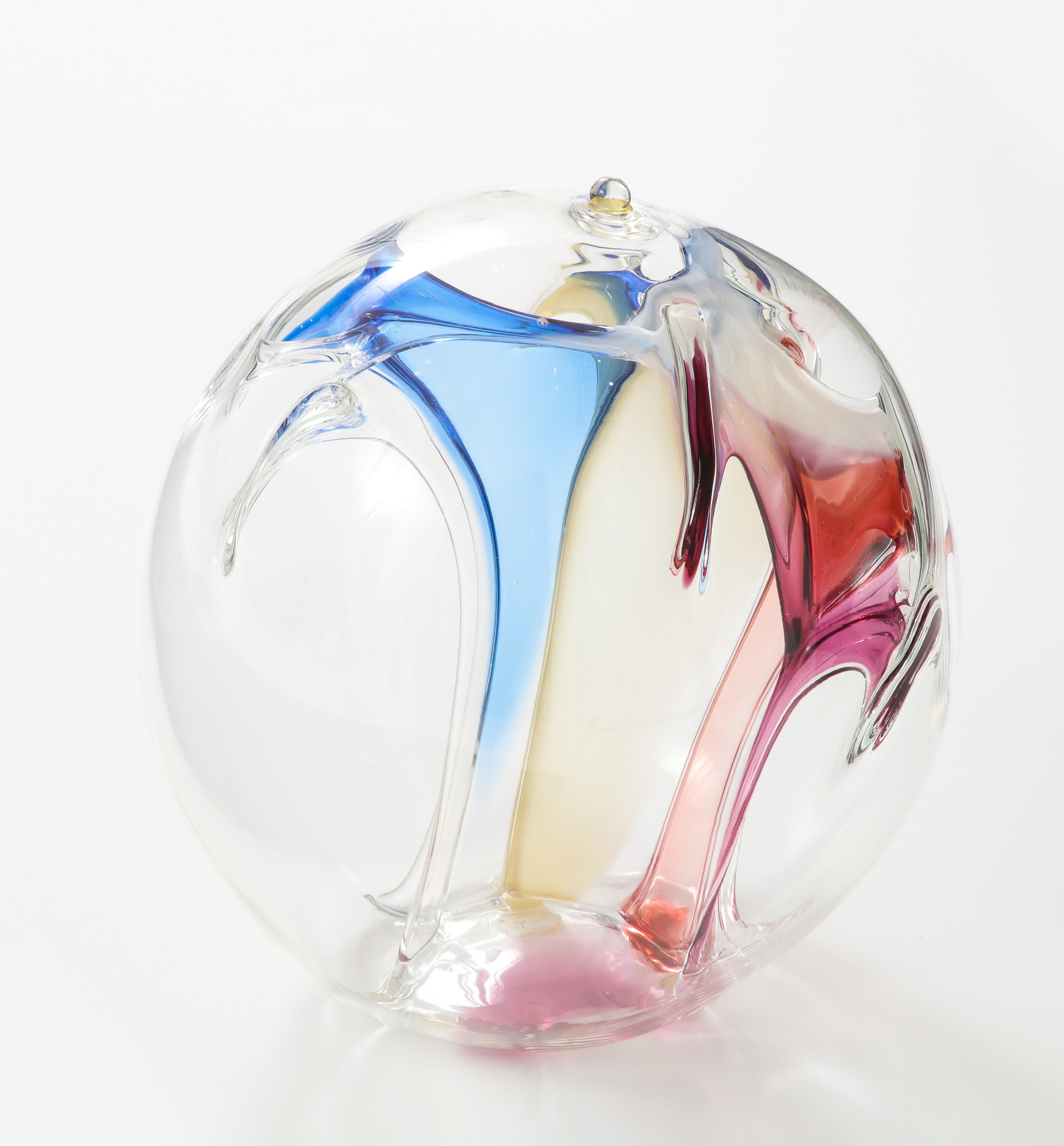Stunning Peter Bramhall Glass Orb Sculpture In Good Condition For Sale In New York, NY
