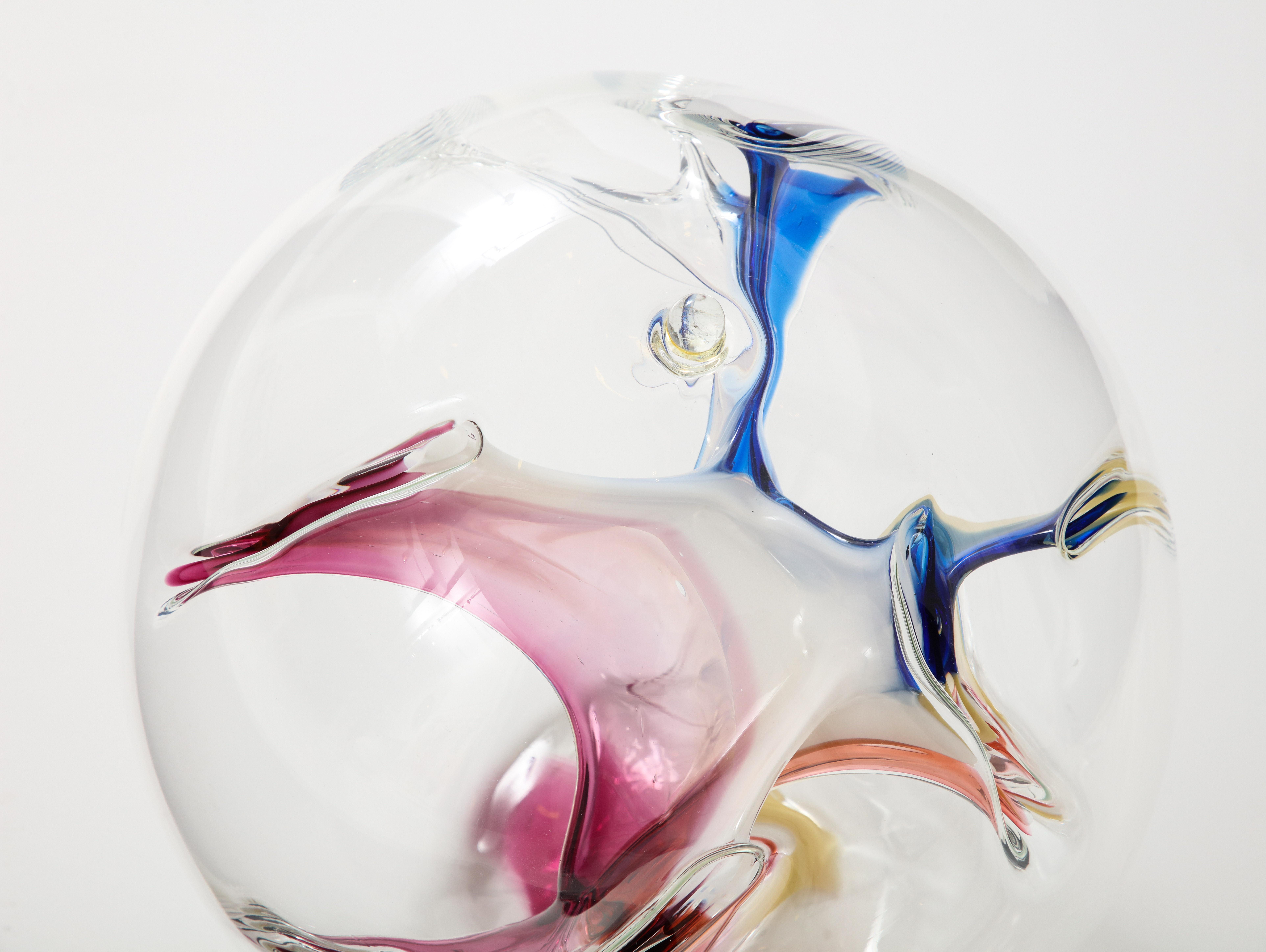 Blown Glass Stunning Peter Bramhall Glass Orb Sculpture For Sale