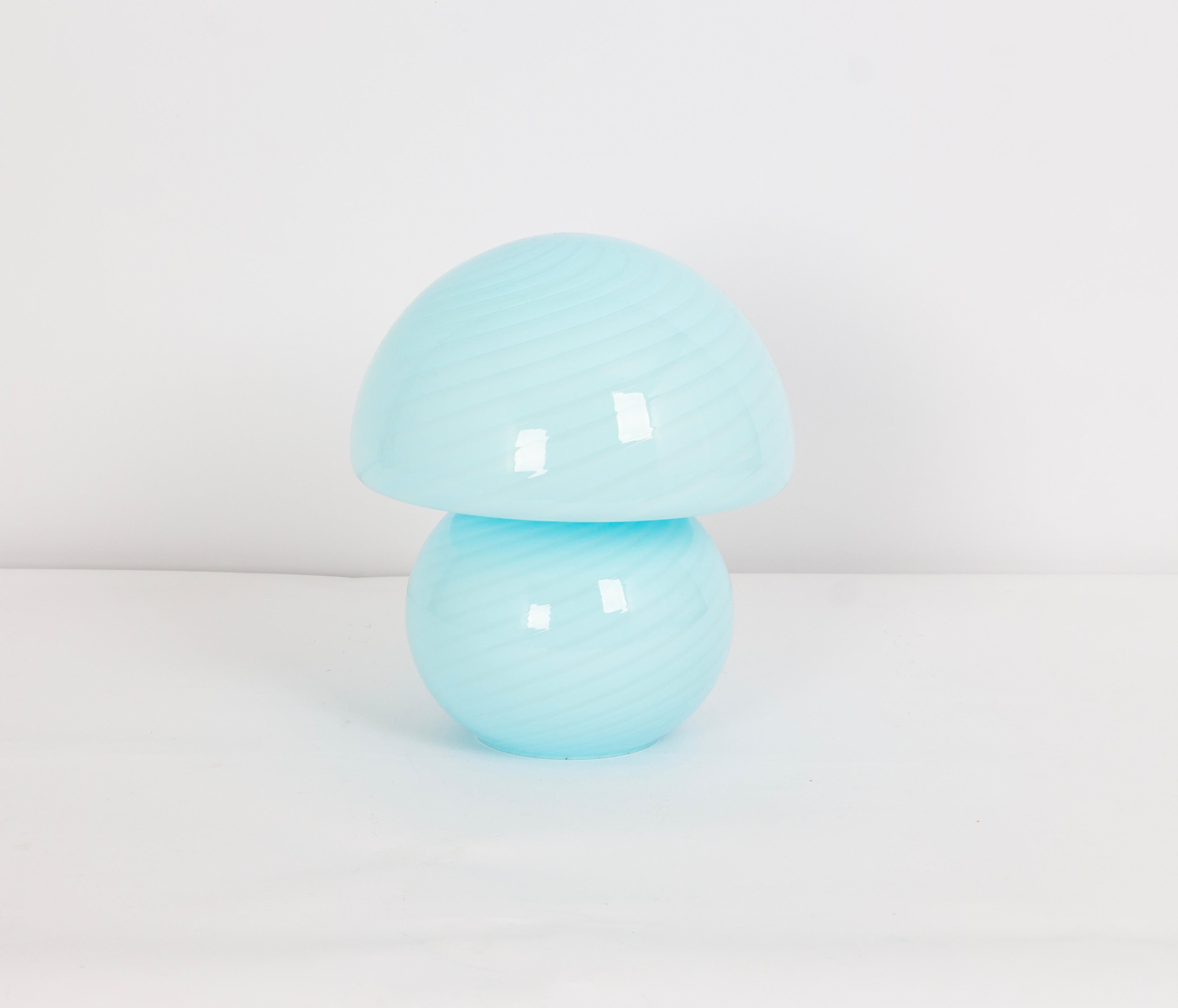 Mid-Century Modern Stunning petite Blue Glass Table Lamp by Vetri Murano, Italy, 1970s