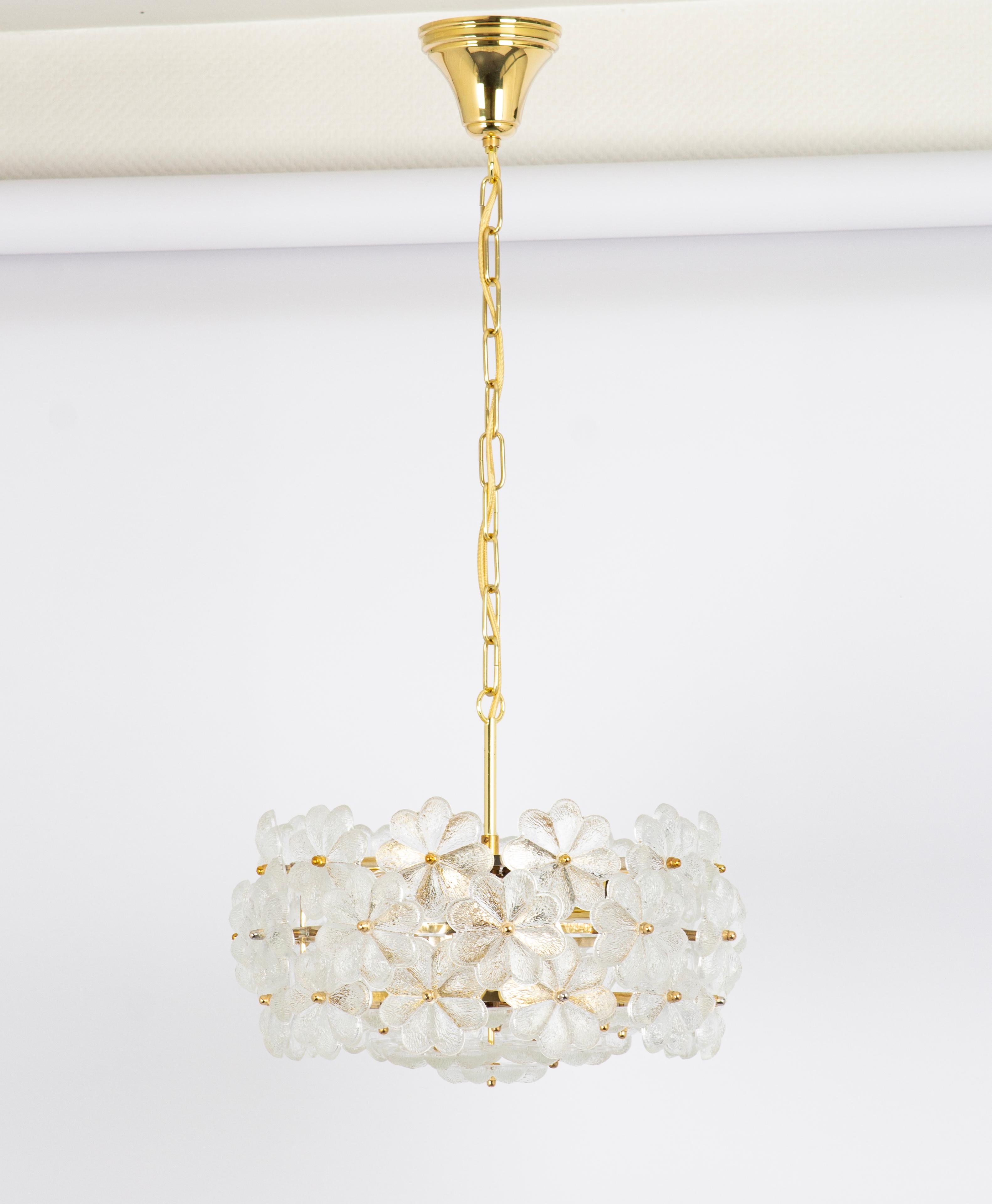 Mid-Century Modern 1 of 2 Stunning Petite Murano Glass Chandelier by Ernst Palme, Germany, 1970s For Sale