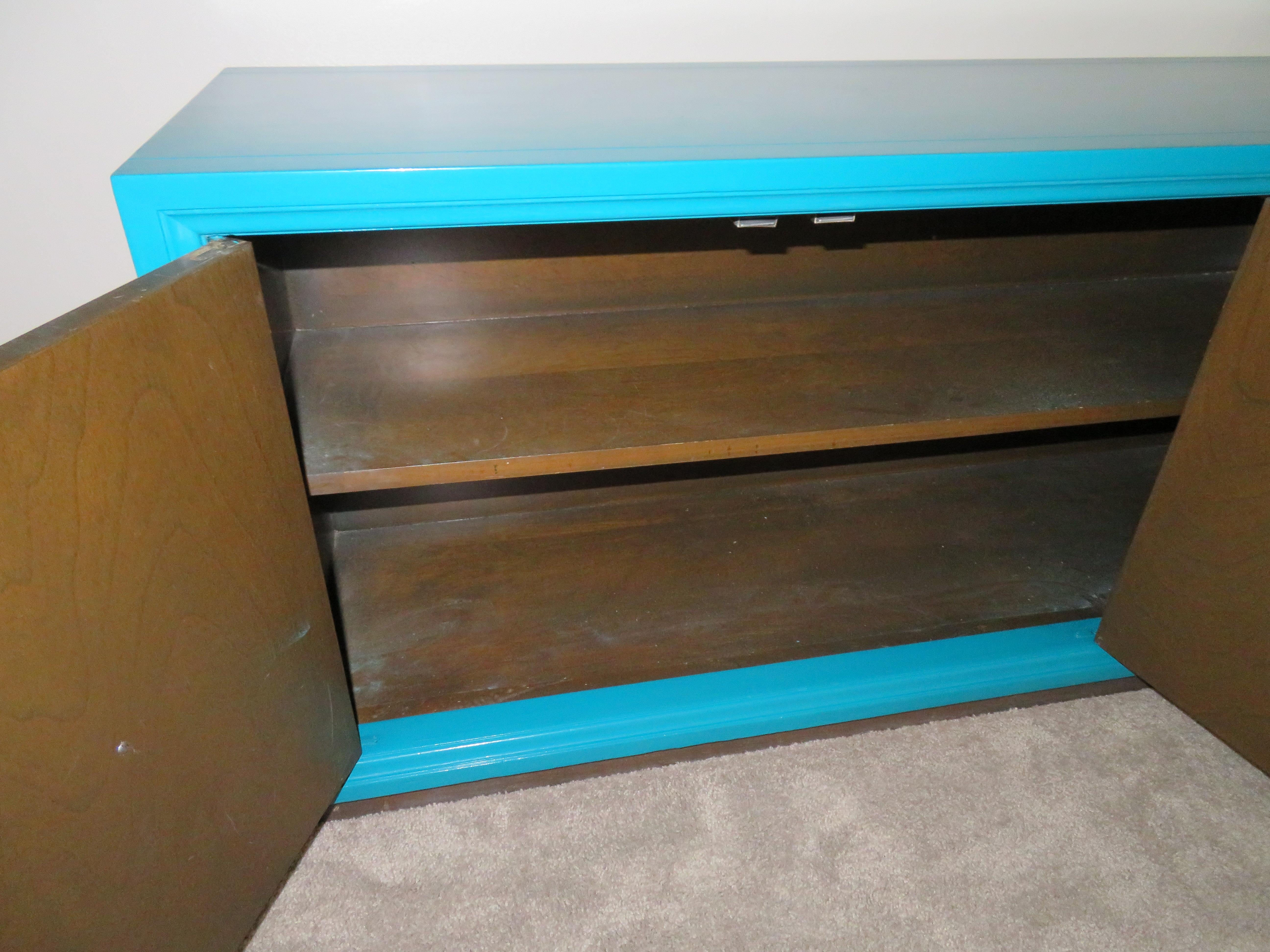 Stunning Petite Parzinger Style Studded Console Credenza Mid-Century Modern For Sale 1