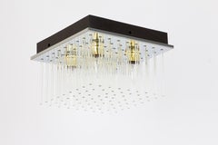 Stunning Petite Sciolari Glass Rods Flush mount, Italy, 1960s