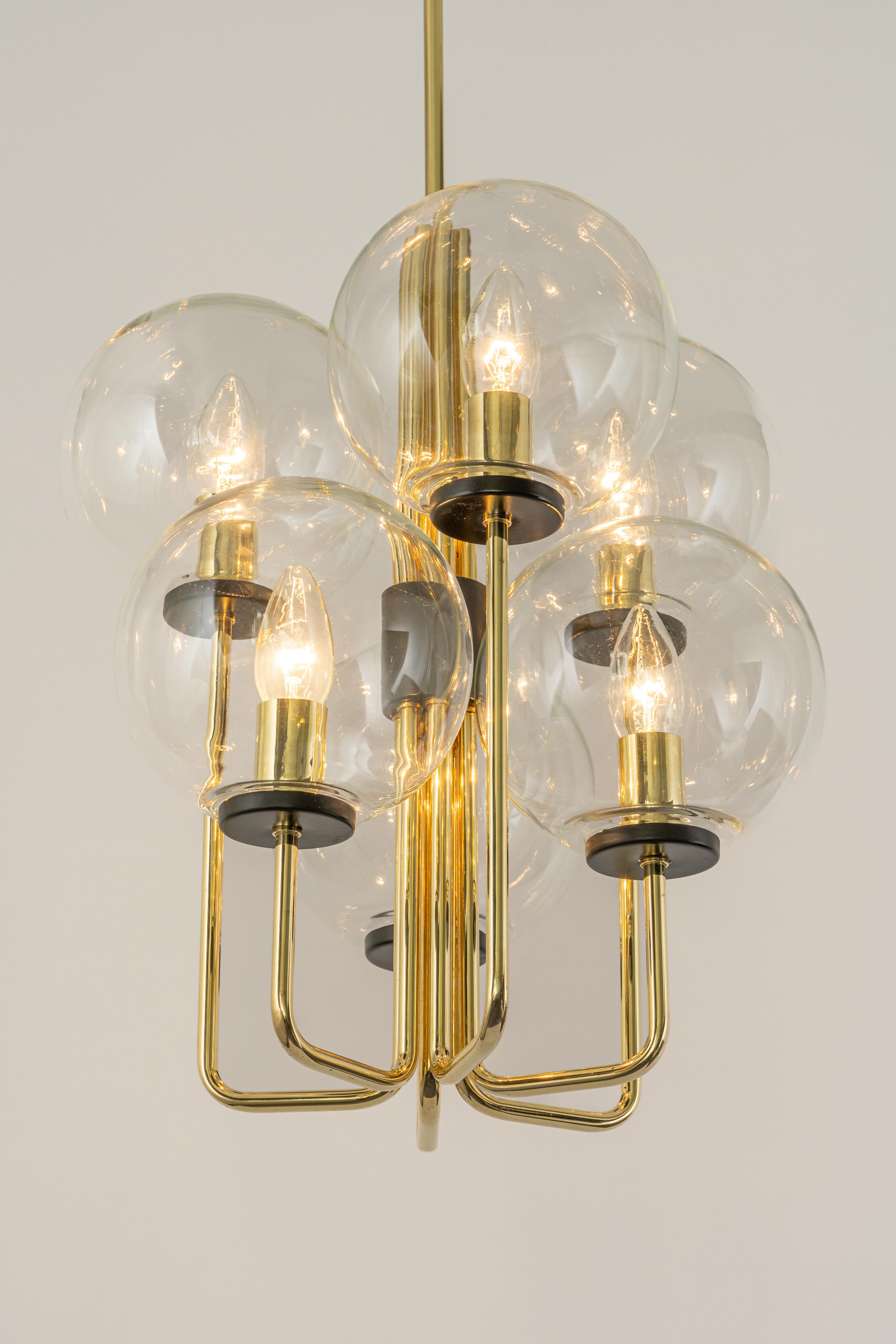 Mid-Century Modern Stunning Petite Sciolari Style Brass Pendant Light, Germany, 1970s For Sale