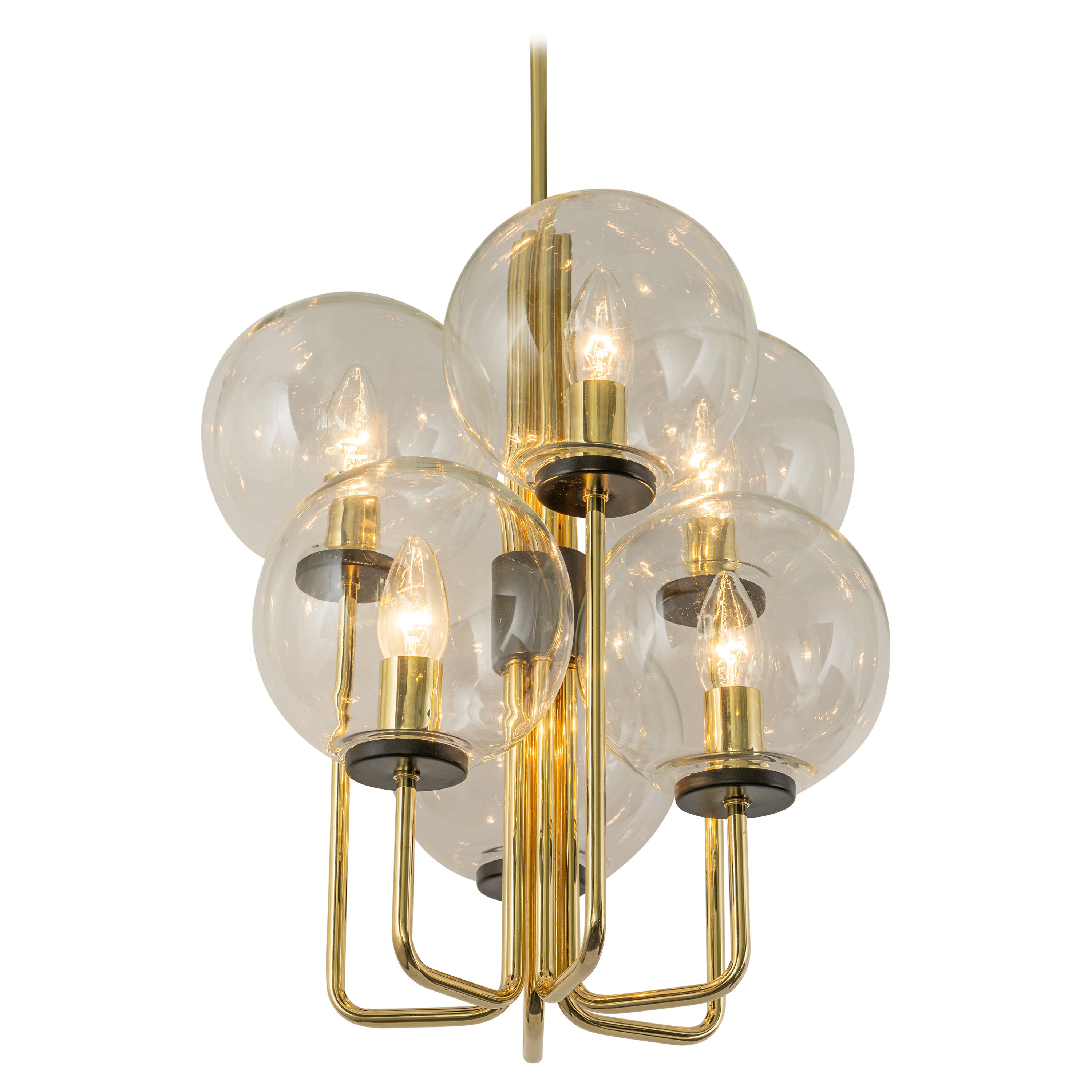 Stupenda lampada a sospensione in ottone in stile Petite Sciolari, Germania, anni '70