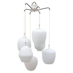 Stunning Philips Multi Armed Spider Chandelier with Milk Glass Shades