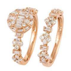 Stunning Pink 18K Gold White Diamond Ring For Her