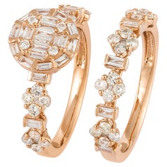 Stunning Pink 18K Gold White Diamond Ring For Her