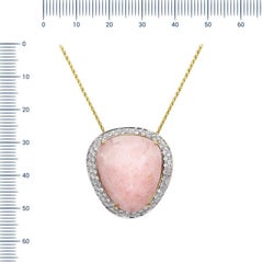 Stupefacente collana con ciondolo elegante in oro giallo 18 carati con diamante bianco e quarzo rosa