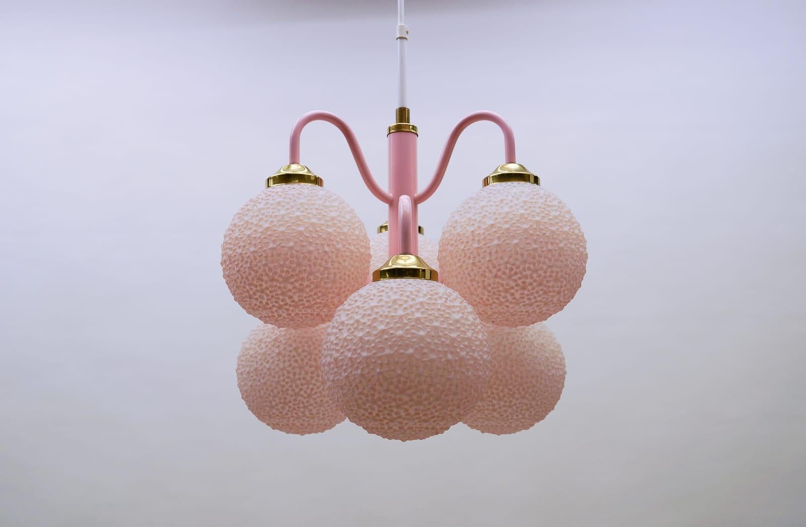 German Stunning Pink Space Age Orbit Lamp, 1960s