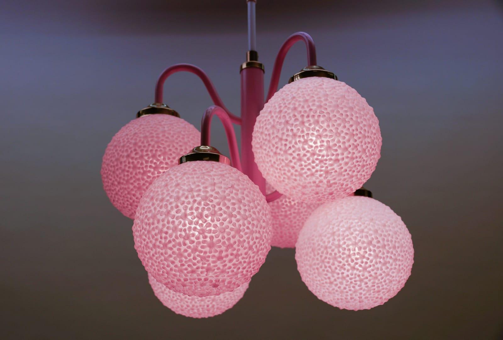 Brass Stunning Pink Space Age Orbit Lamp, 1960s