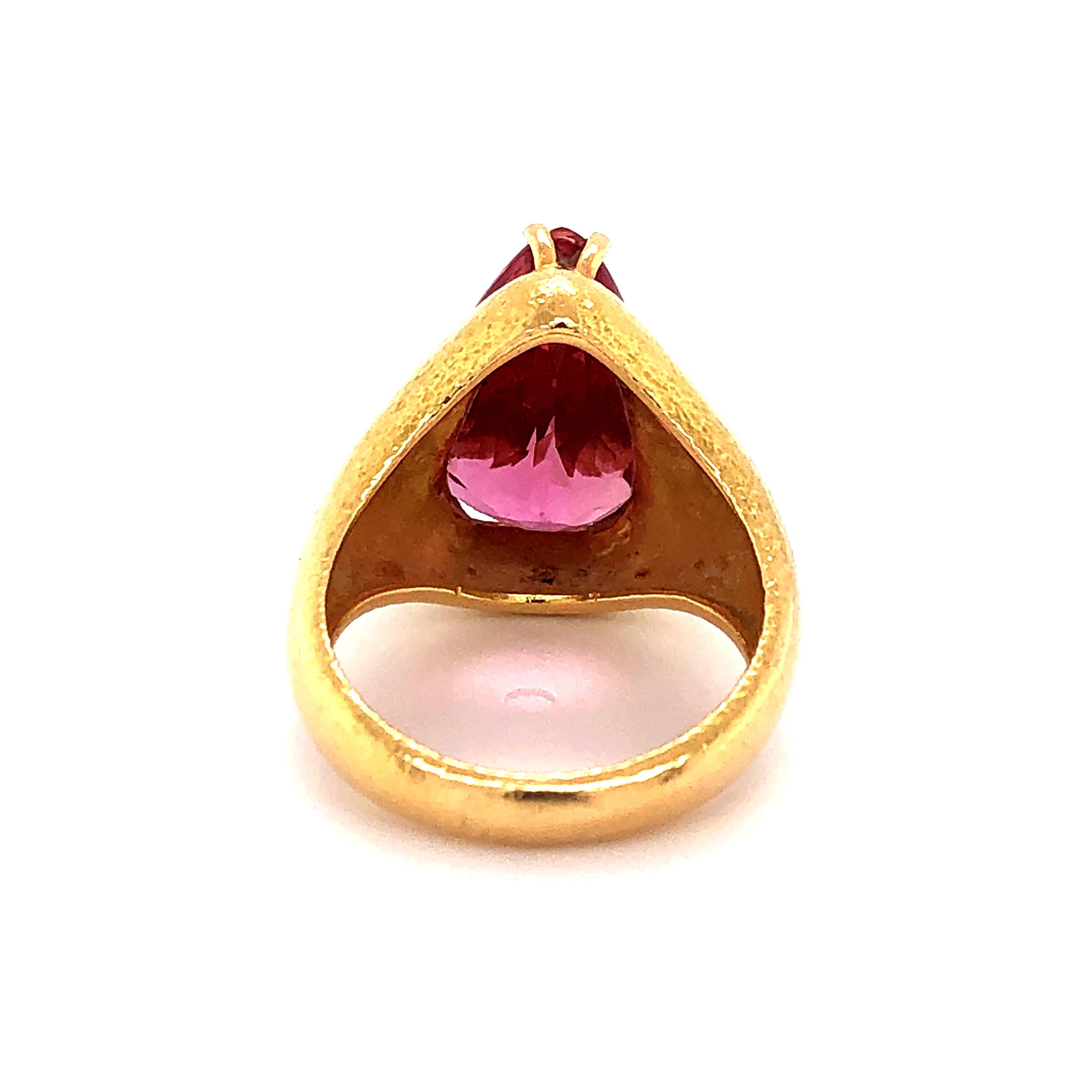 Stunning Pink Topaz 18 Karat Gold Ring 5