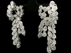 STUNNING Platinum 15.72ctw Fiery Diamond Large Waterfall Chandelier Earrings