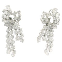 STUNNING Platin 15,72 Karatw Fiery Diamant Große Wasserfall-Kronleuchter-Ohrringe